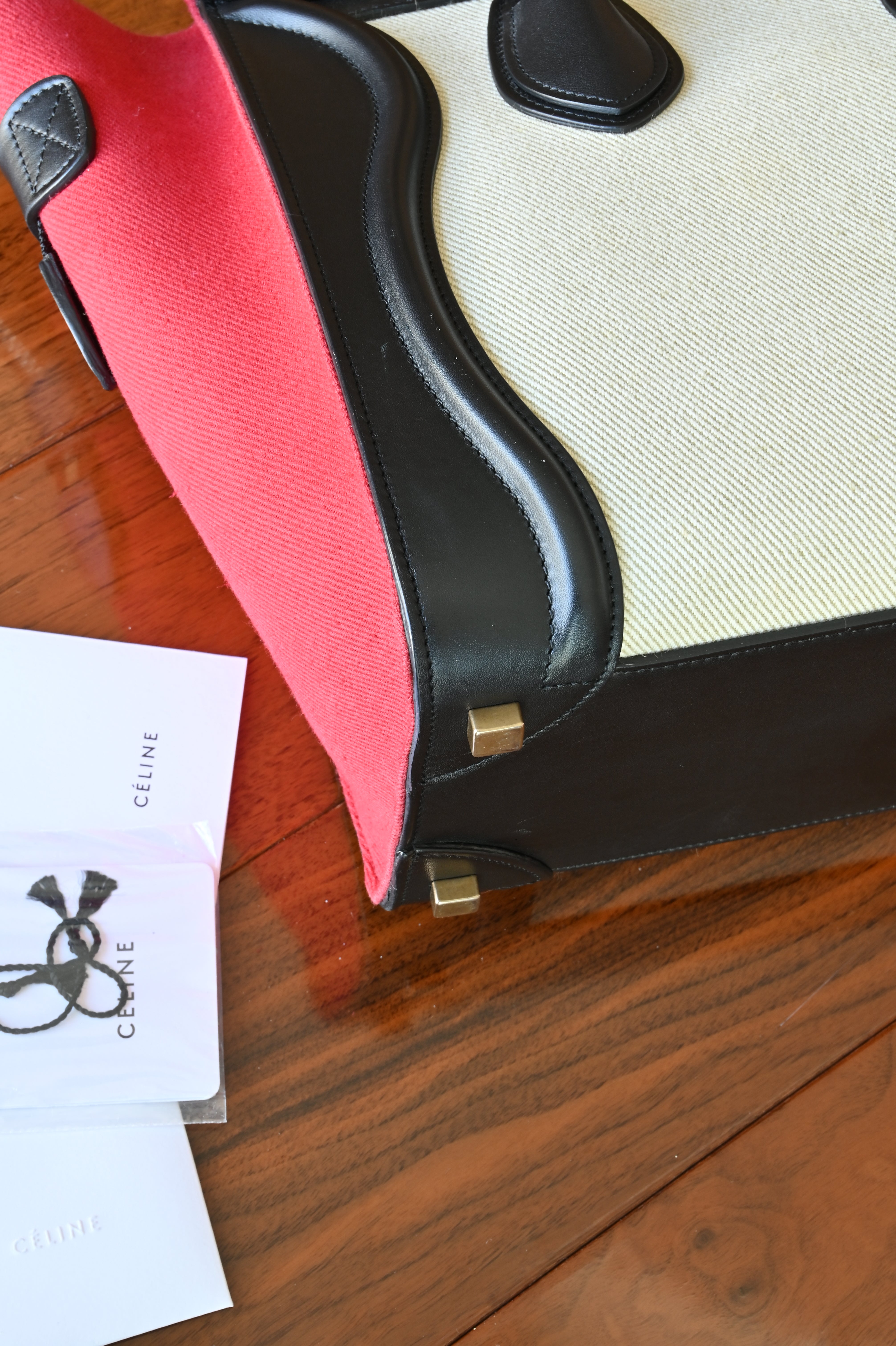 Celine Red Micro Luggage Tote Bag