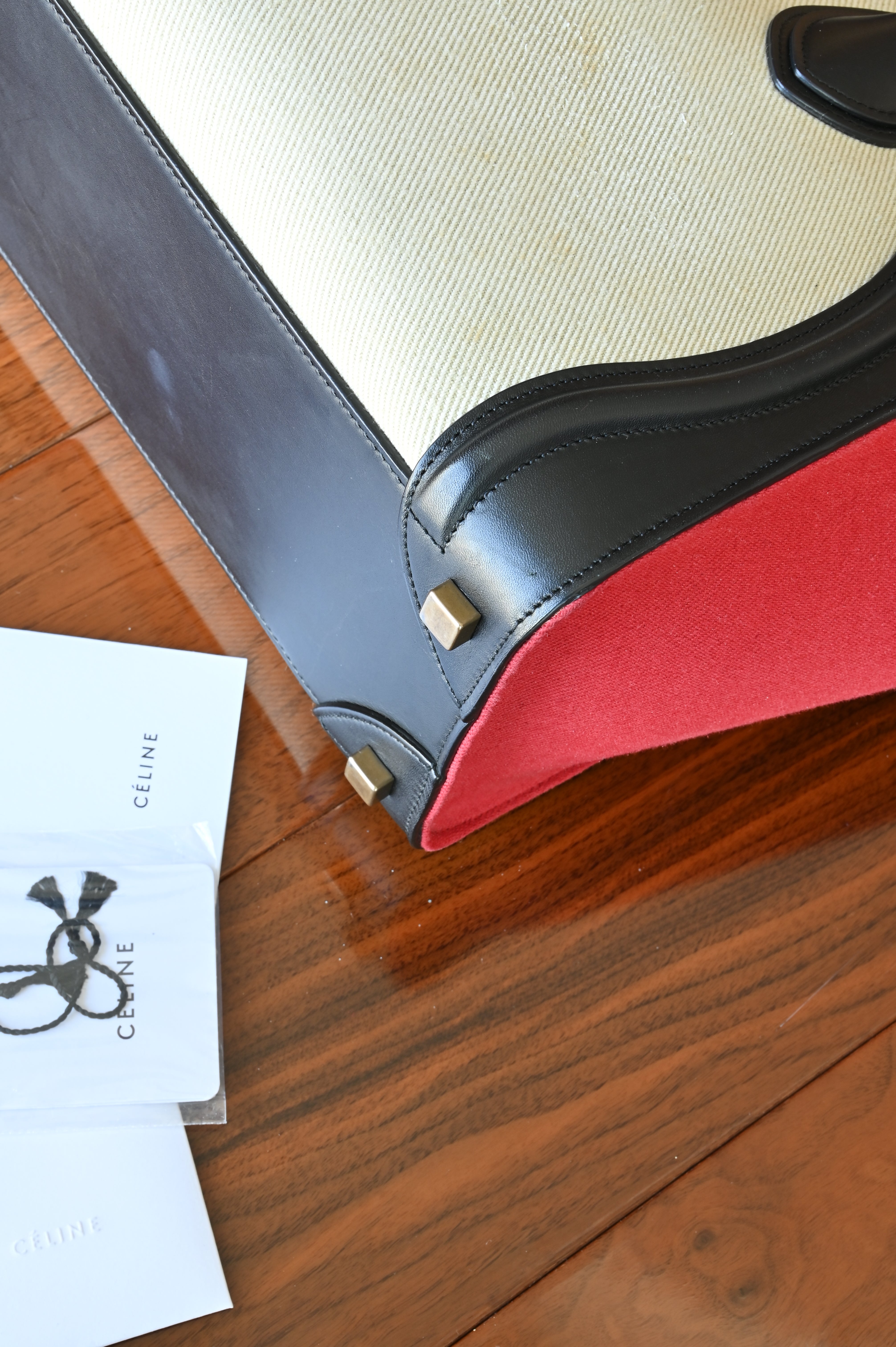 Celine Red Micro Luggage Tote Bag