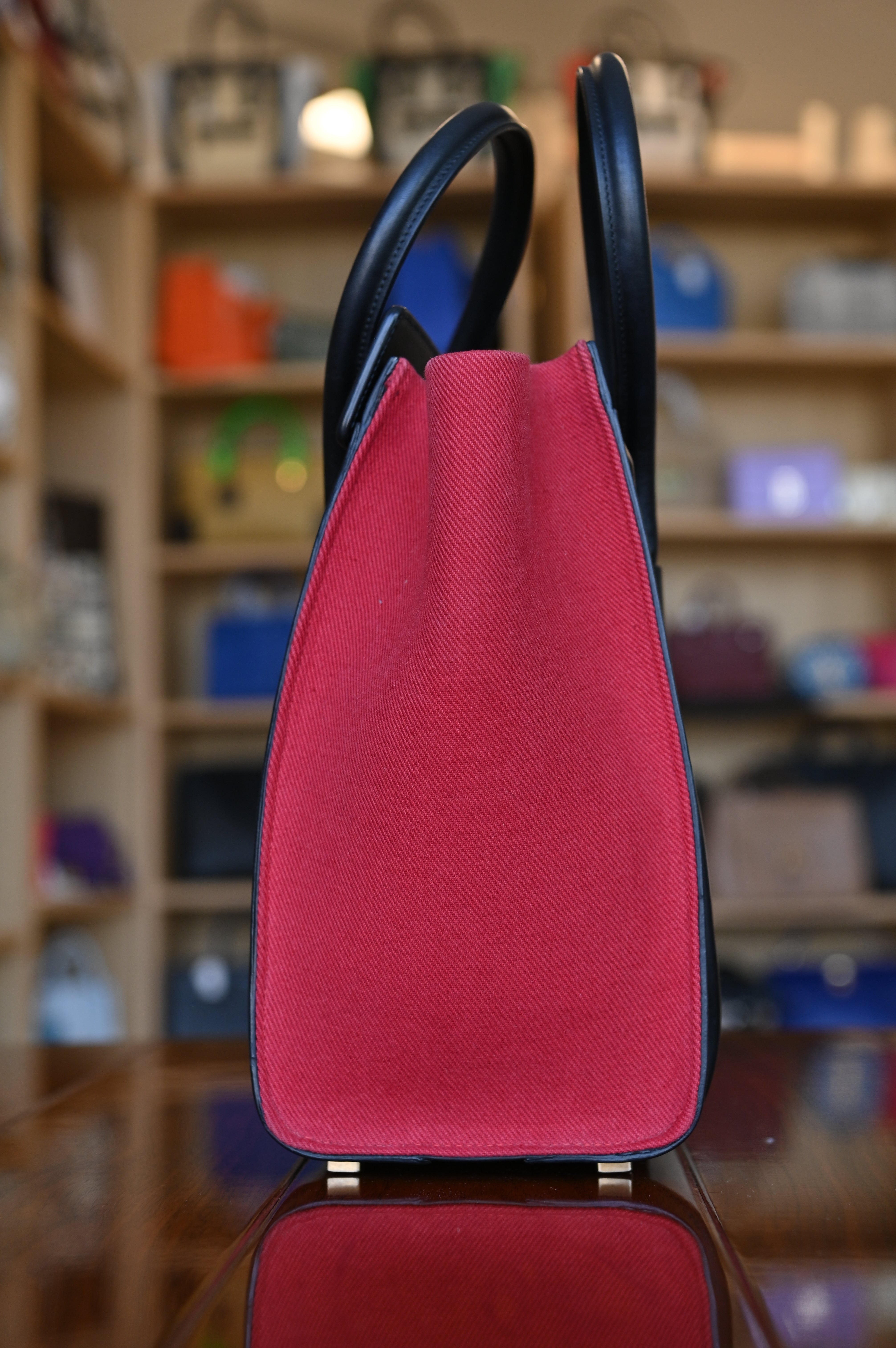 Celine Red Micro Luggage Tote Bag