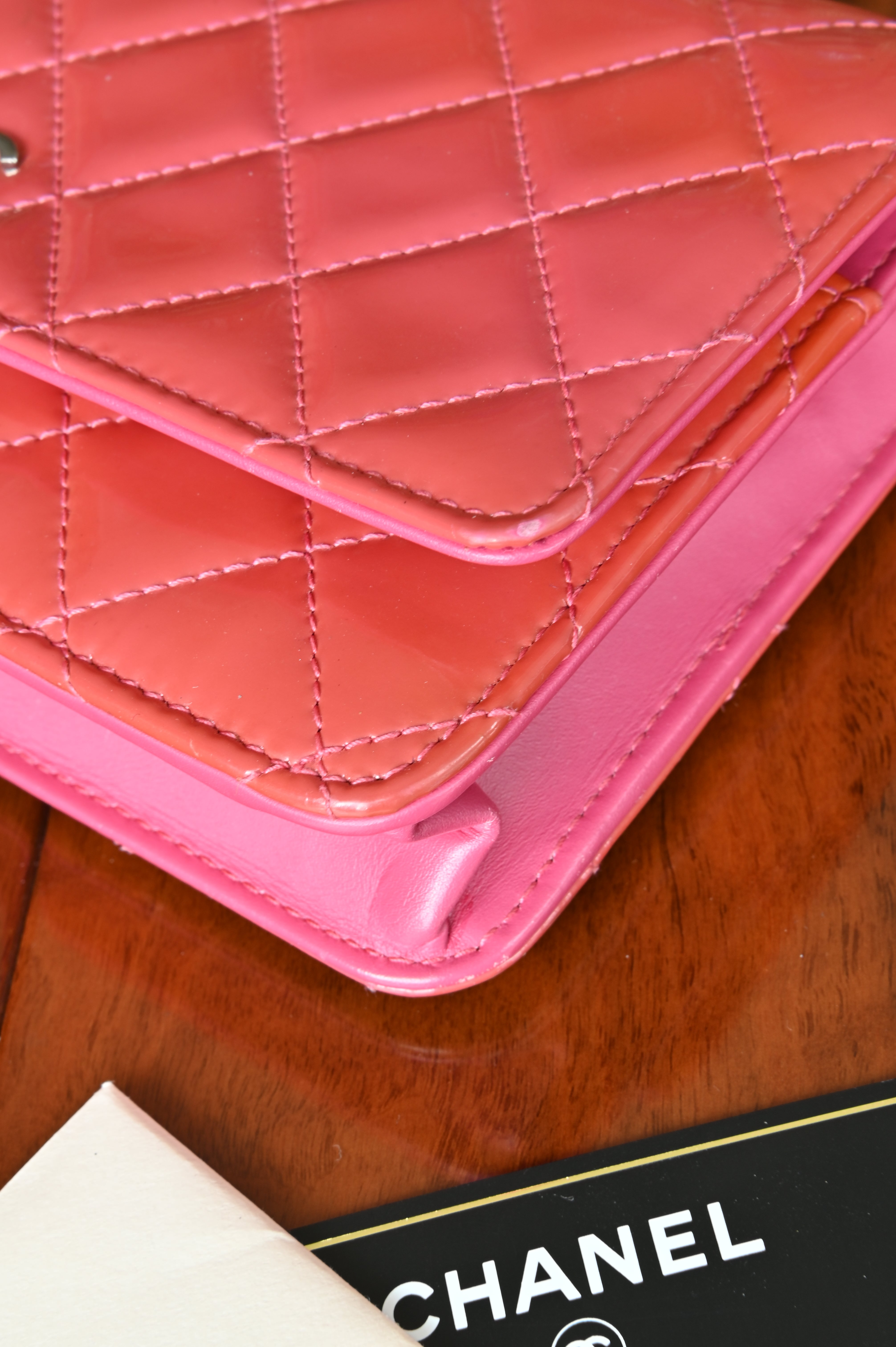Chanel Classic Patent Pink Wallet on Chain
