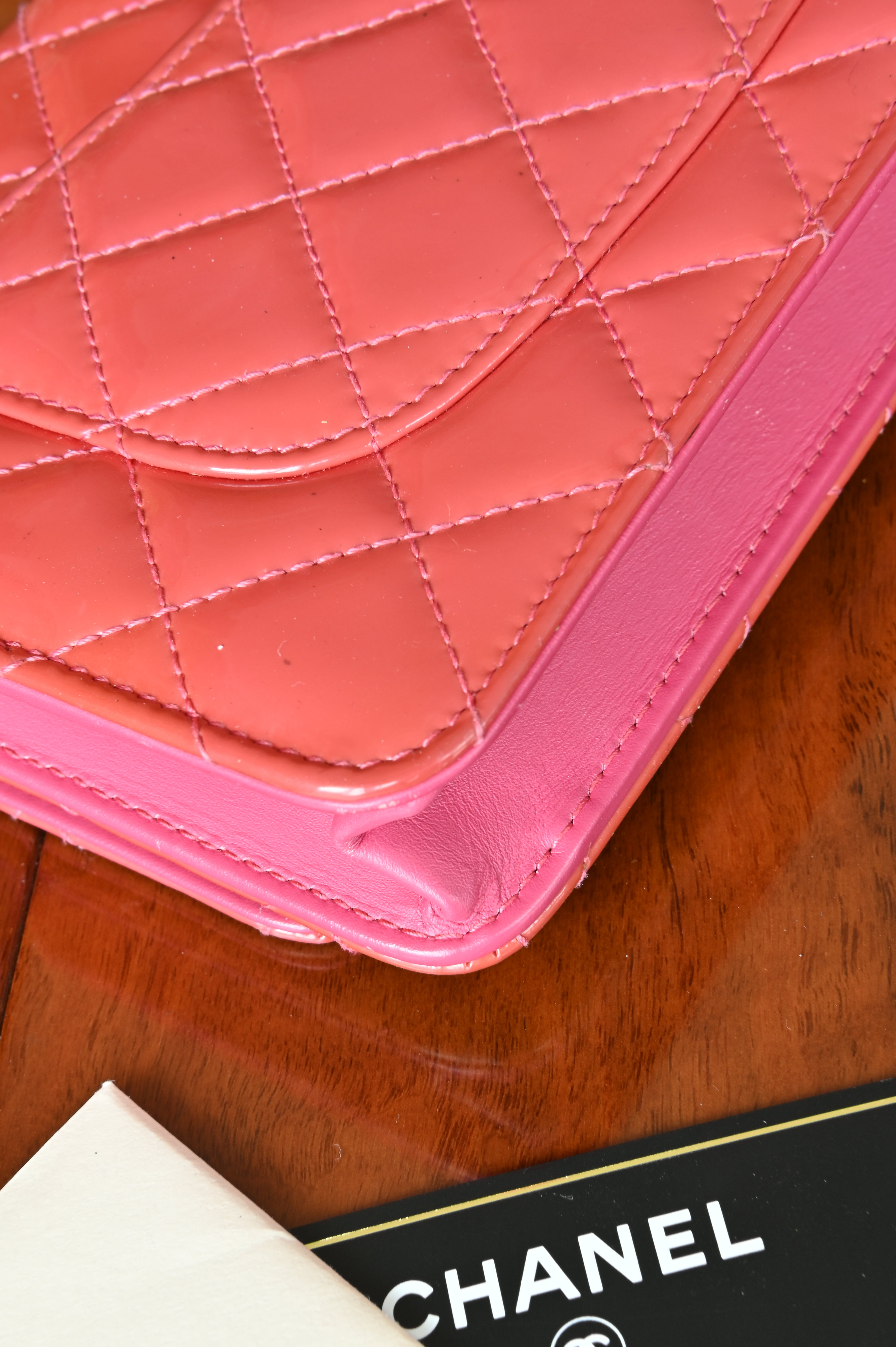 Chanel Classic Patent Pink Wallet on Chain