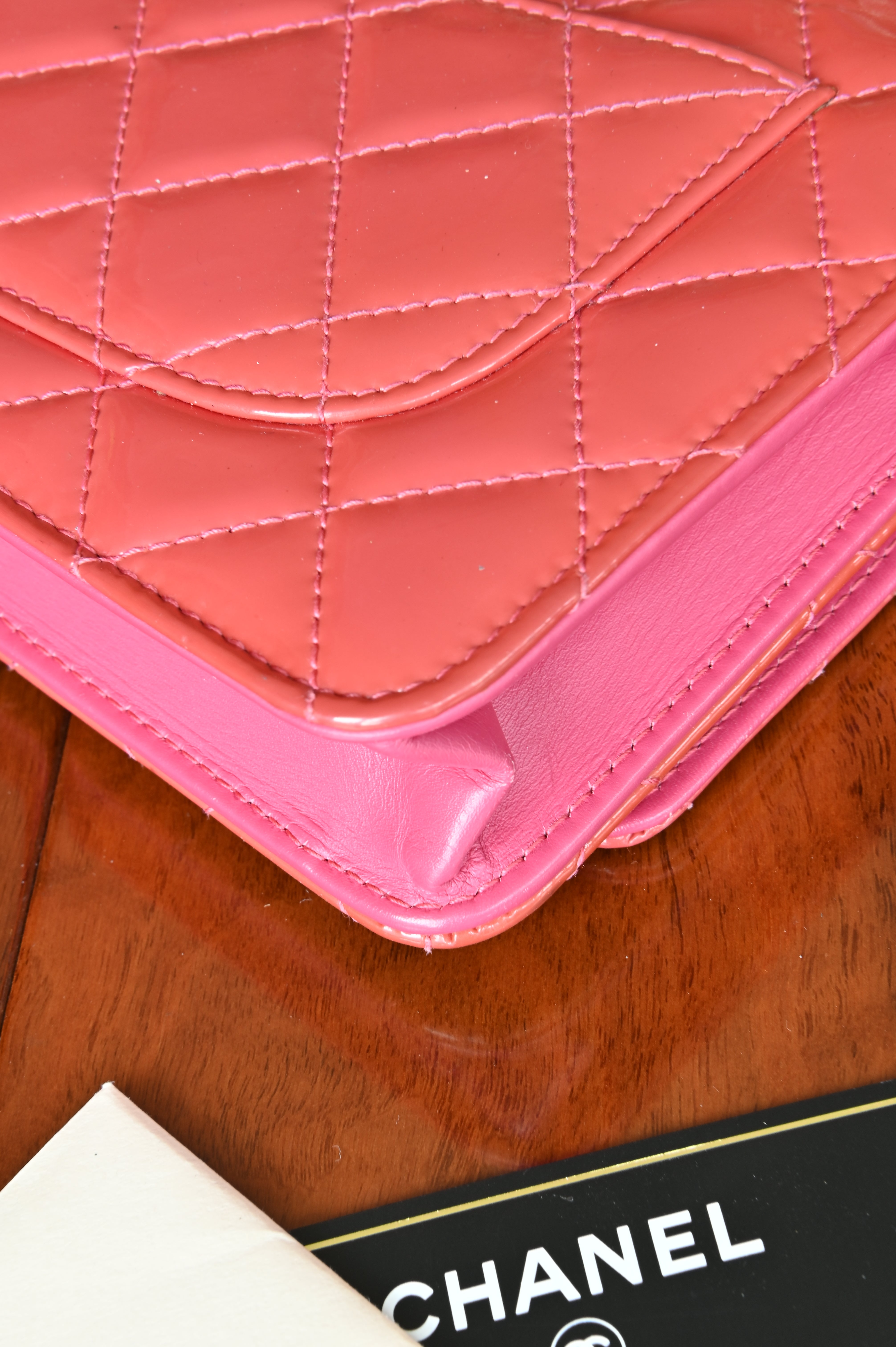 Chanel Classic Patent Pink Wallet on Chain