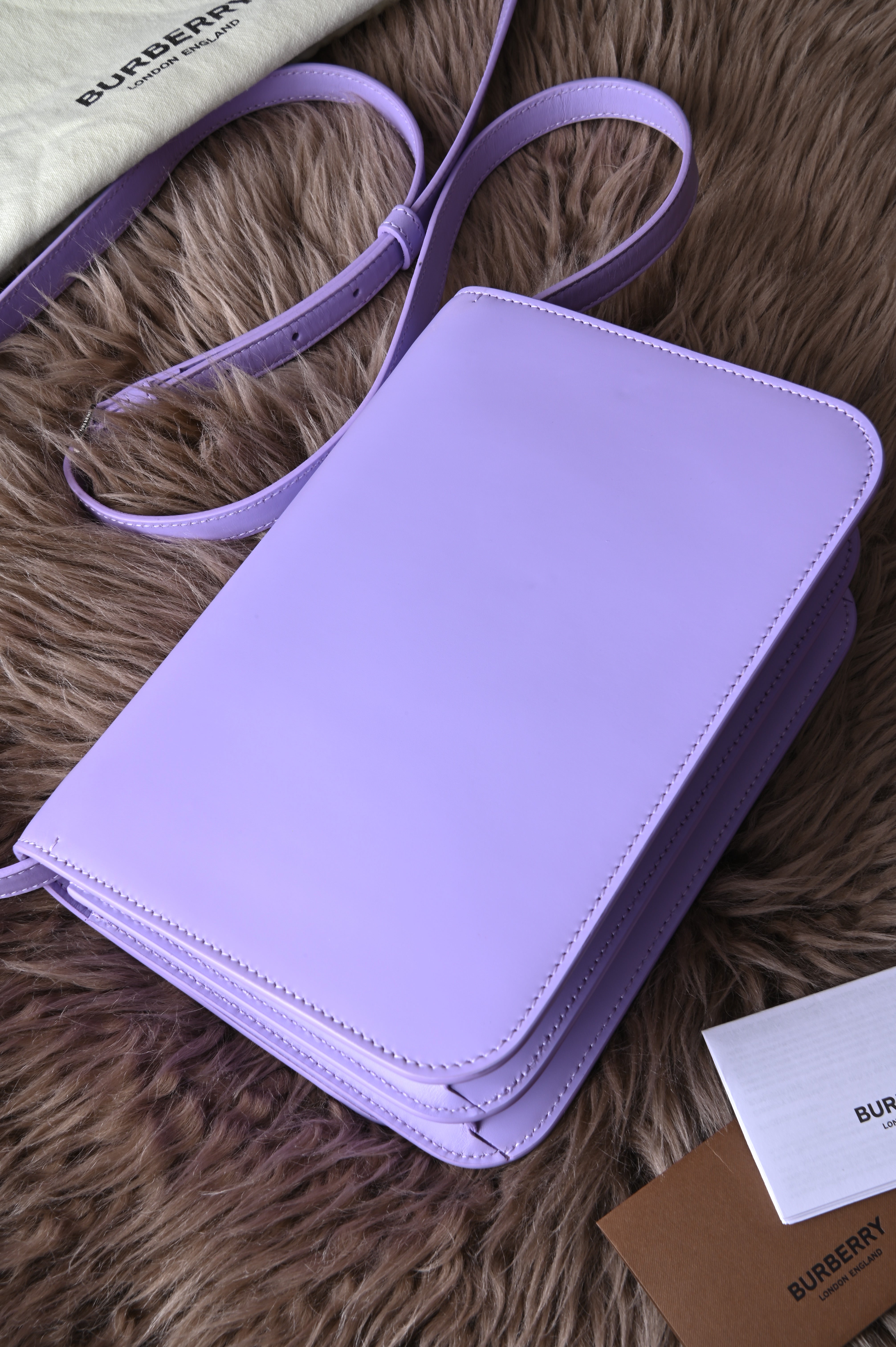 Burberry TB Flap bag in lilac and Silver hardware