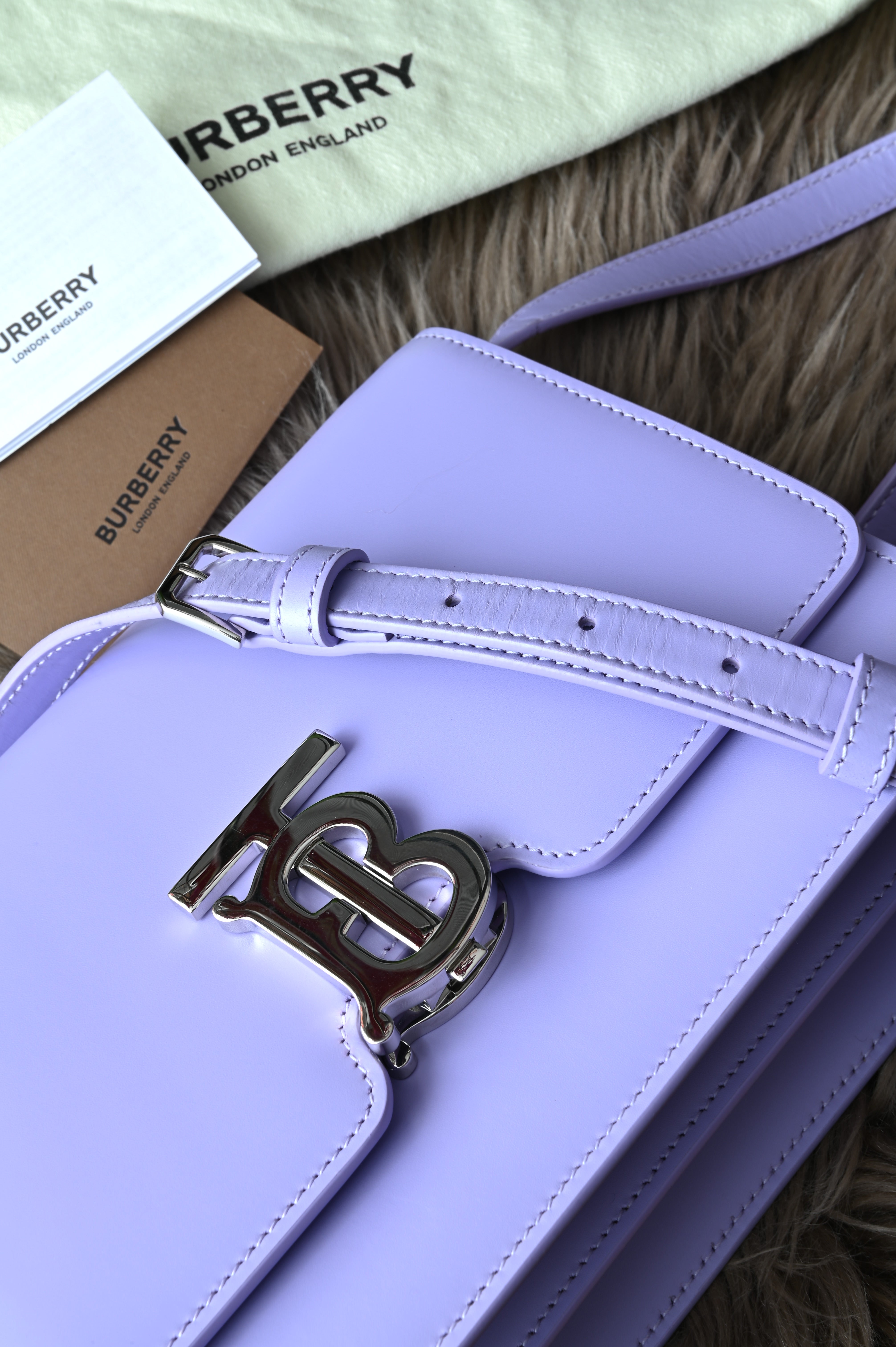 Burberry TB Flap bag in lilac and Silver hardware