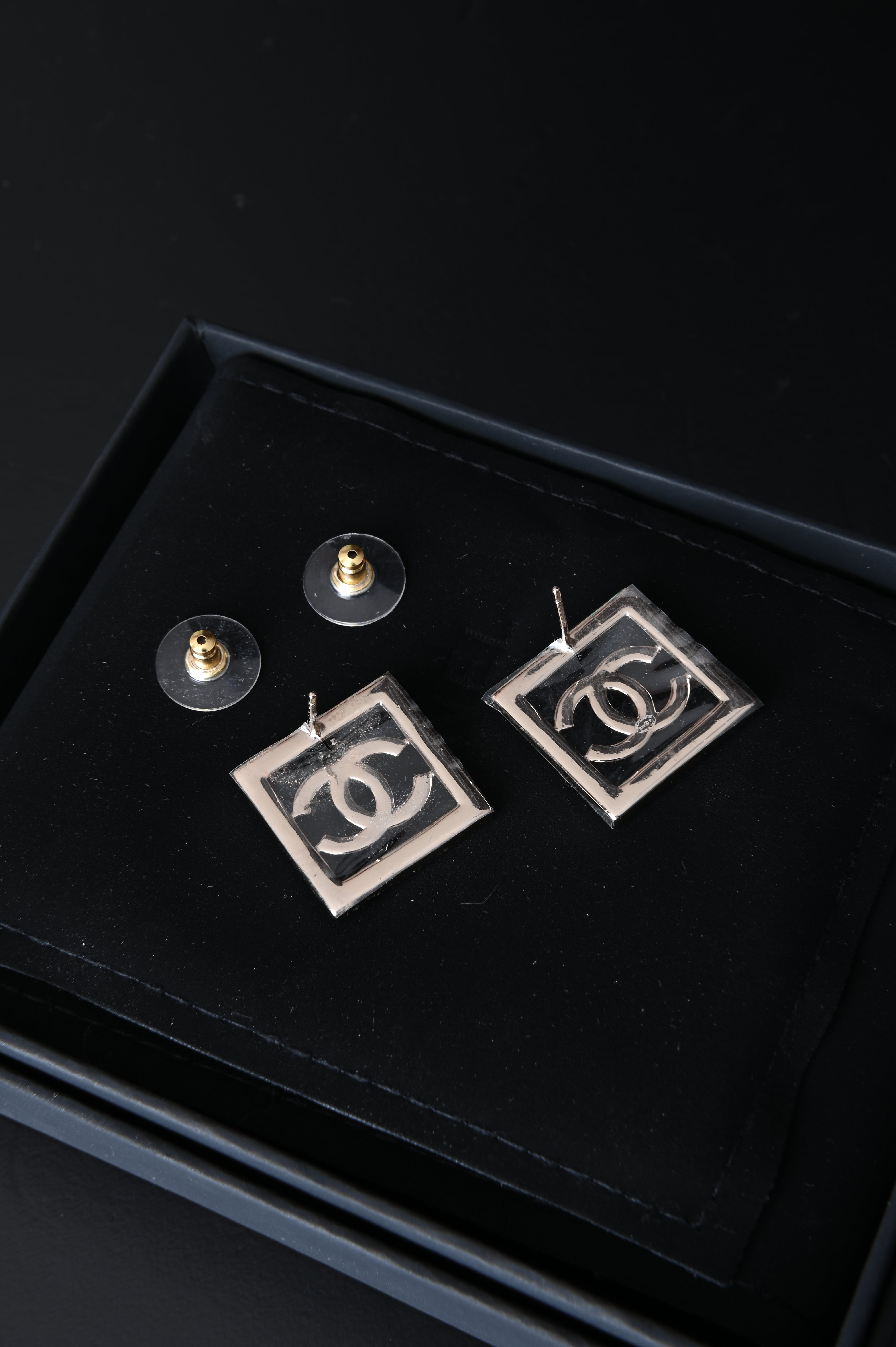 Chanel CC Square earrings with crystals