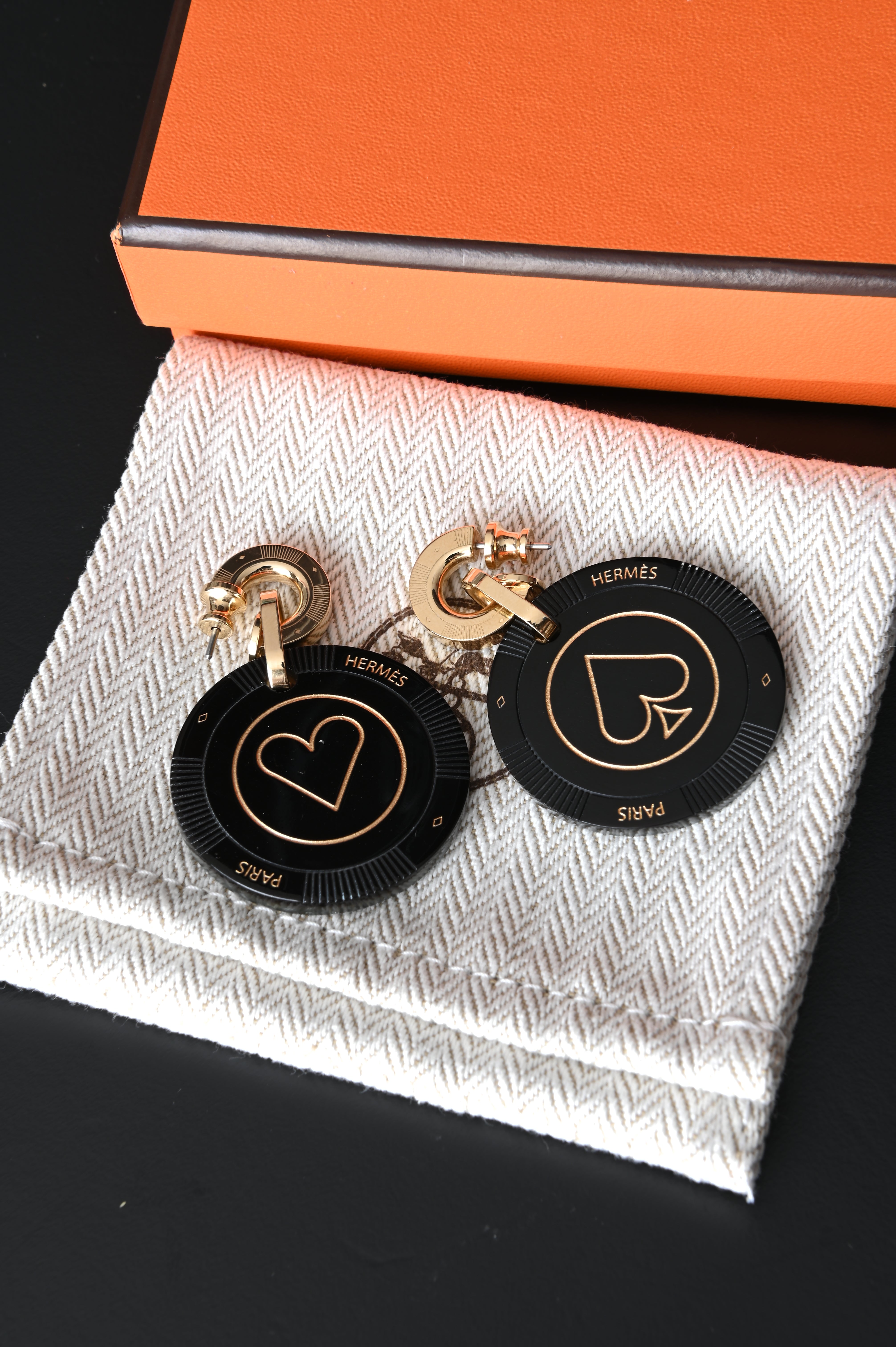 Hermes Poker chip earrings