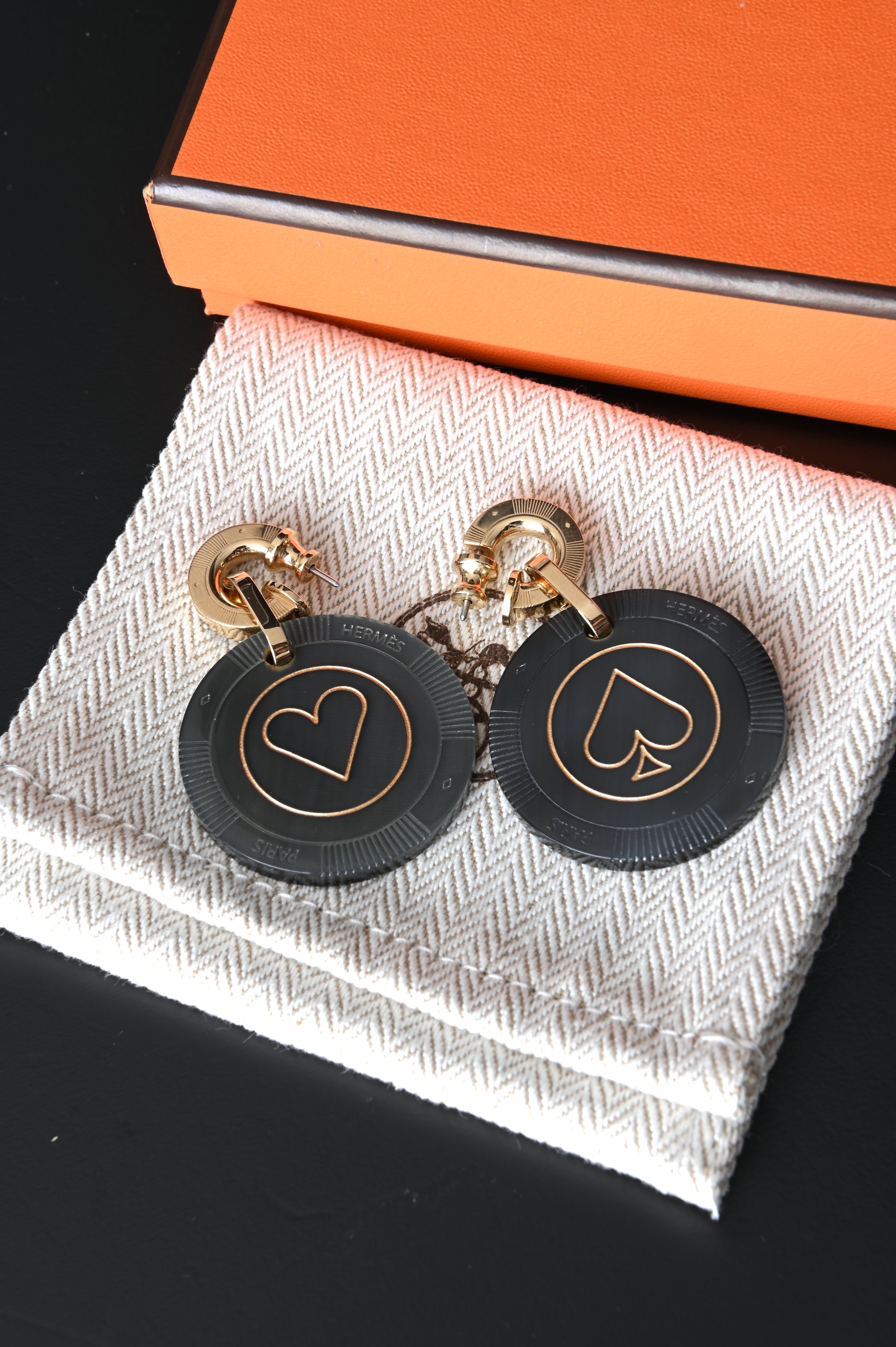 Hermes Poker chip earrings