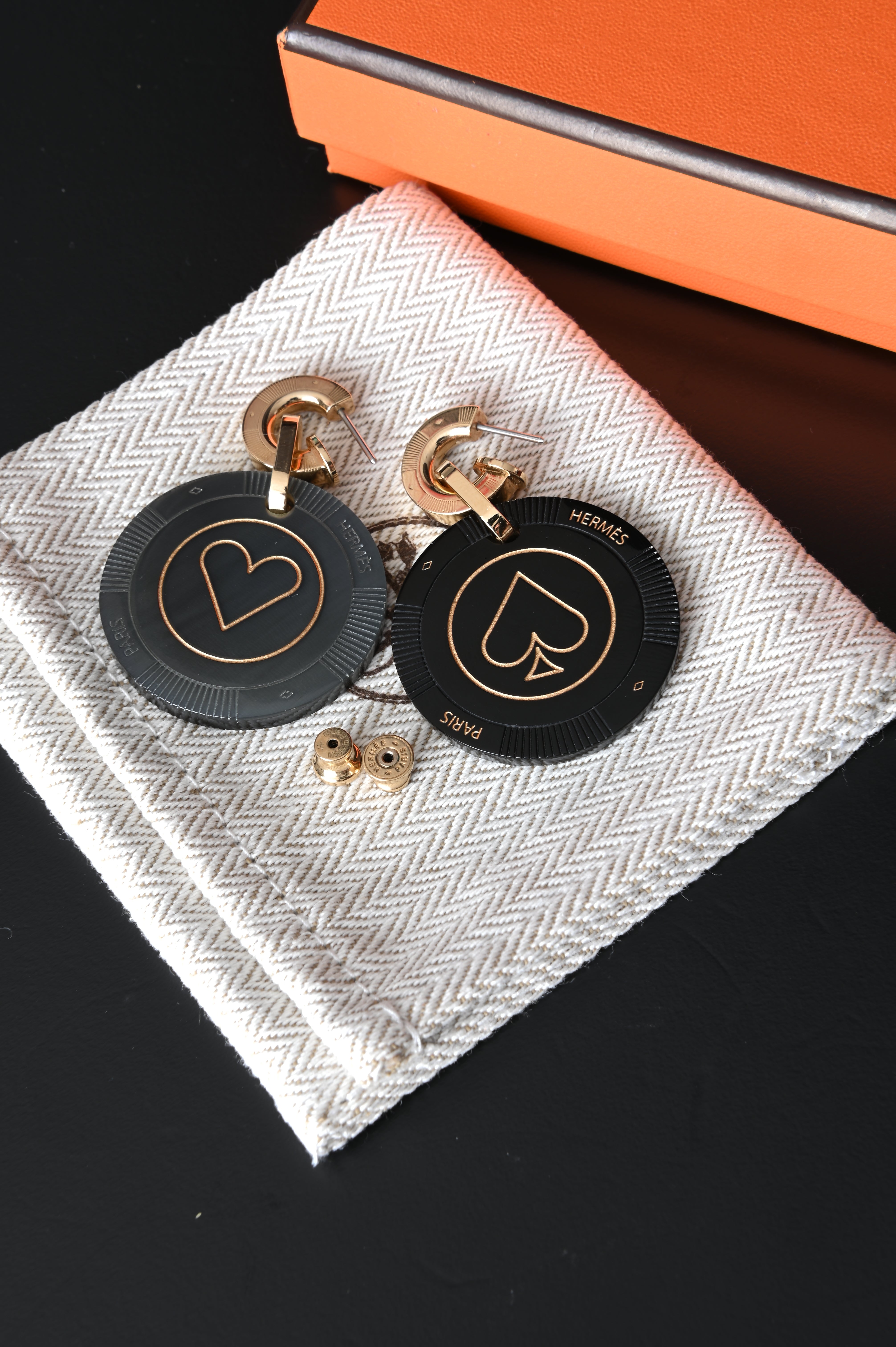 Hermes Poker chip earrings