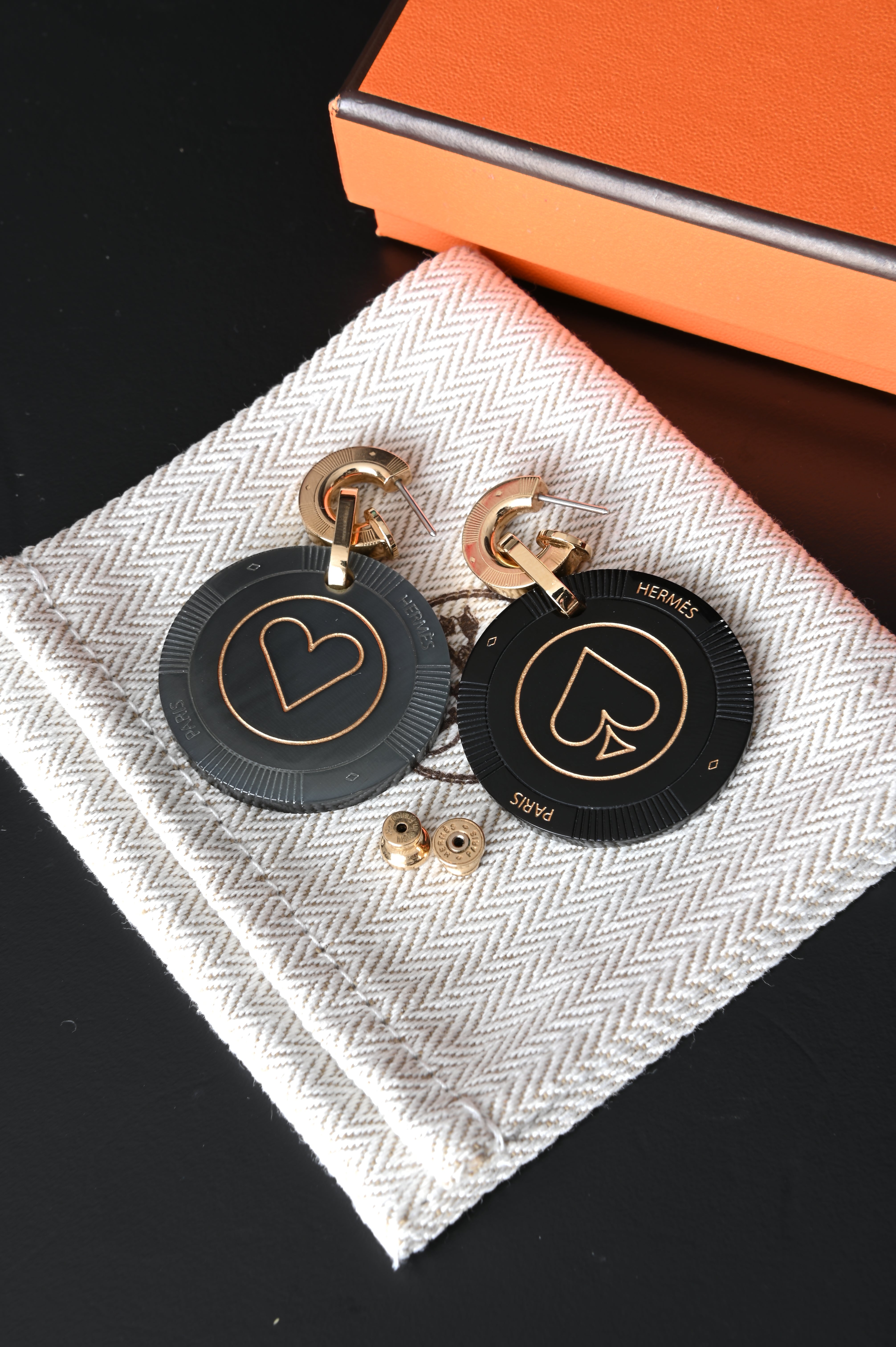 Hermes Poker chip earrings
