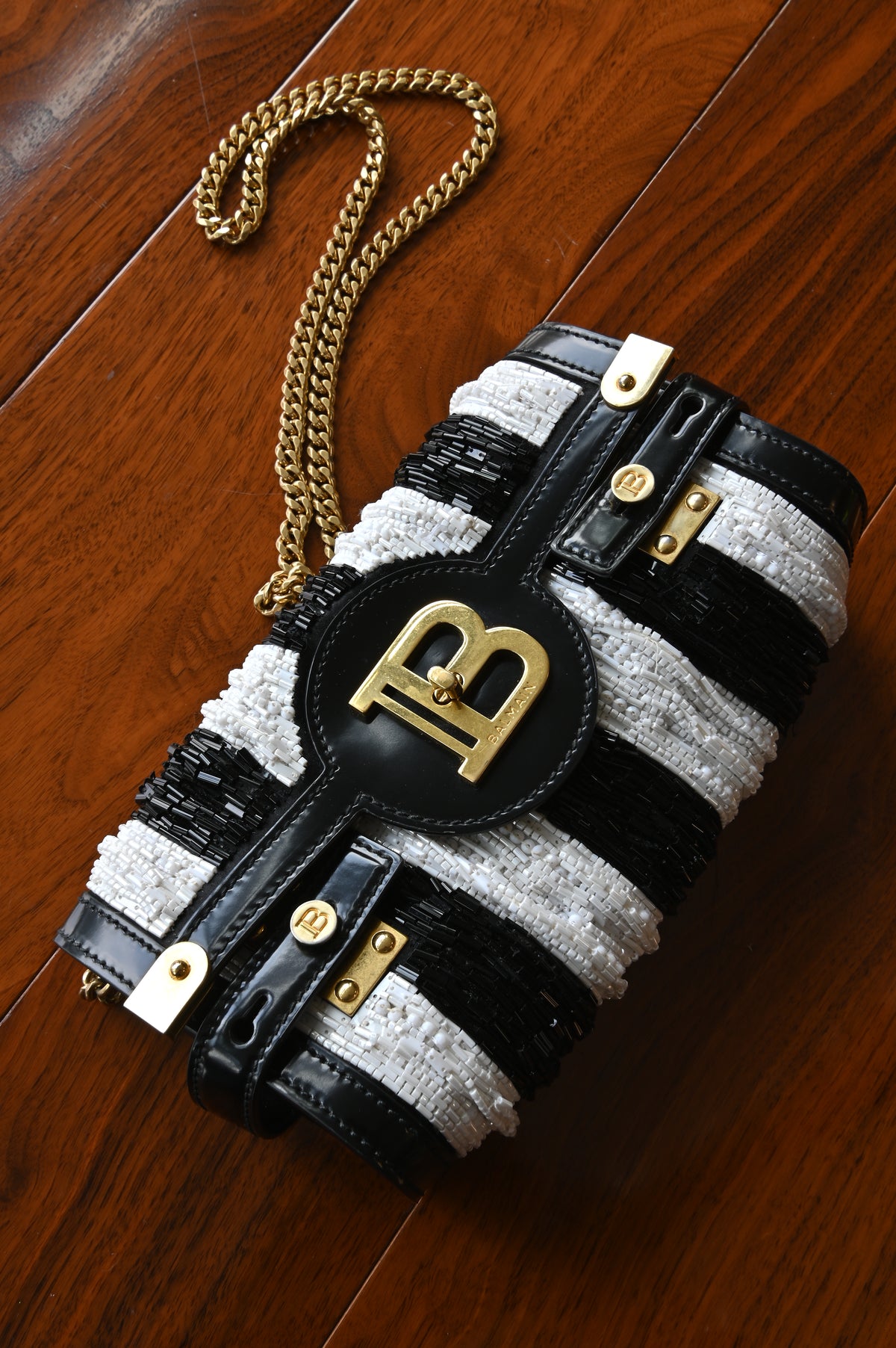 Balmain B Buzz Black White Shoulder Bag