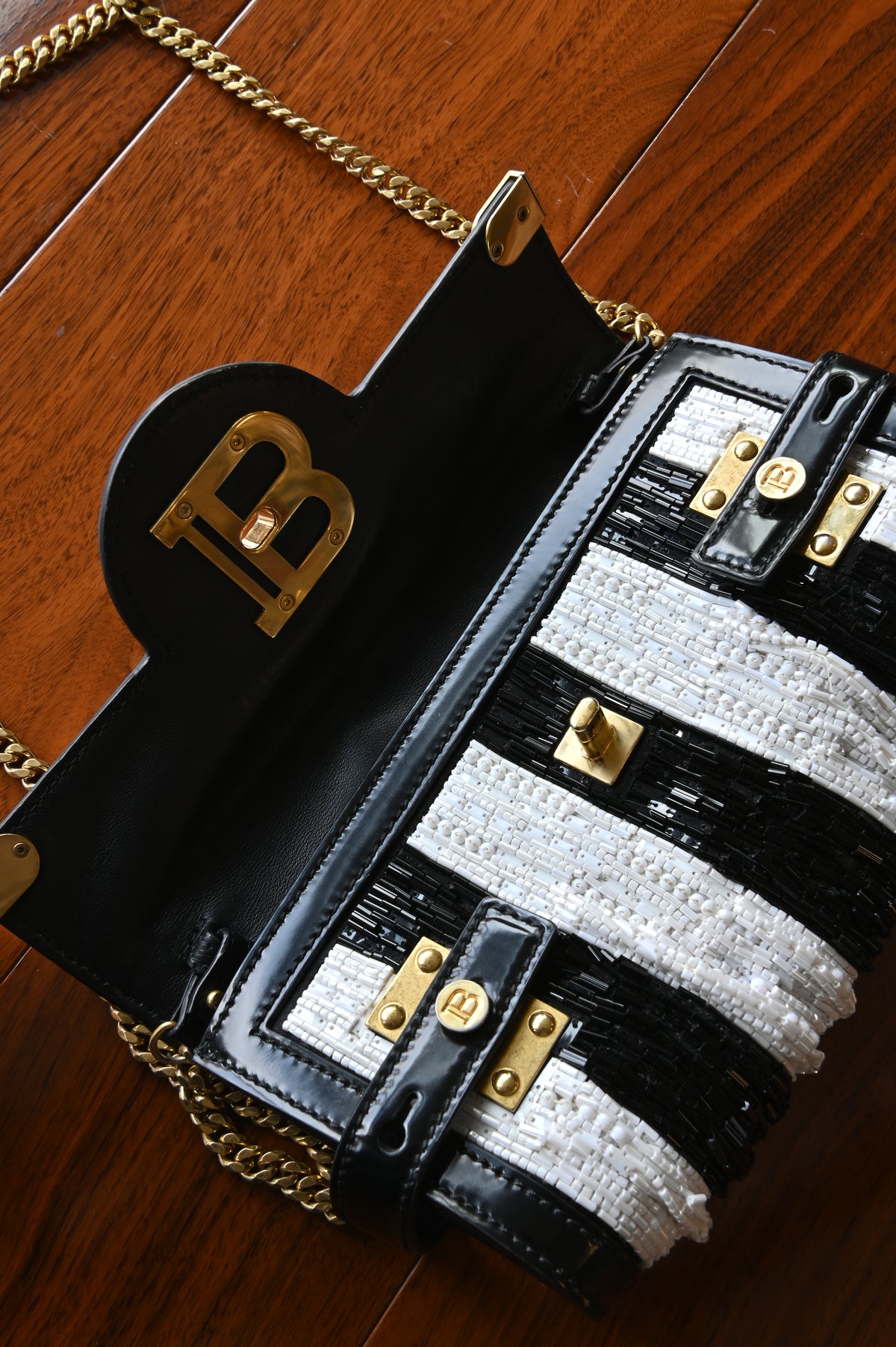 Balmain B Buzz Black White Shoulder Bag