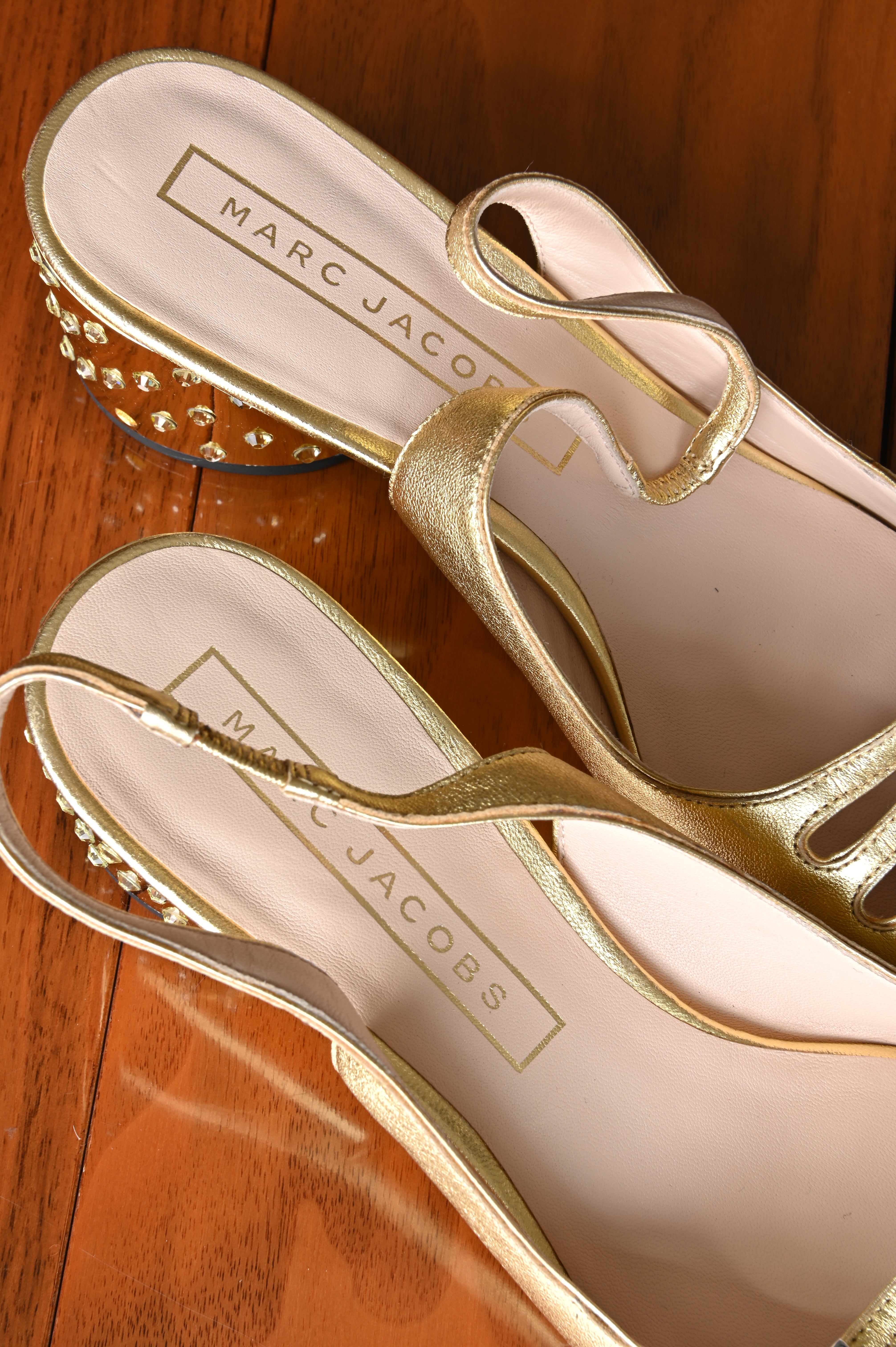 Marc Jacobs Bette Metallic Gold Slingback Pumps