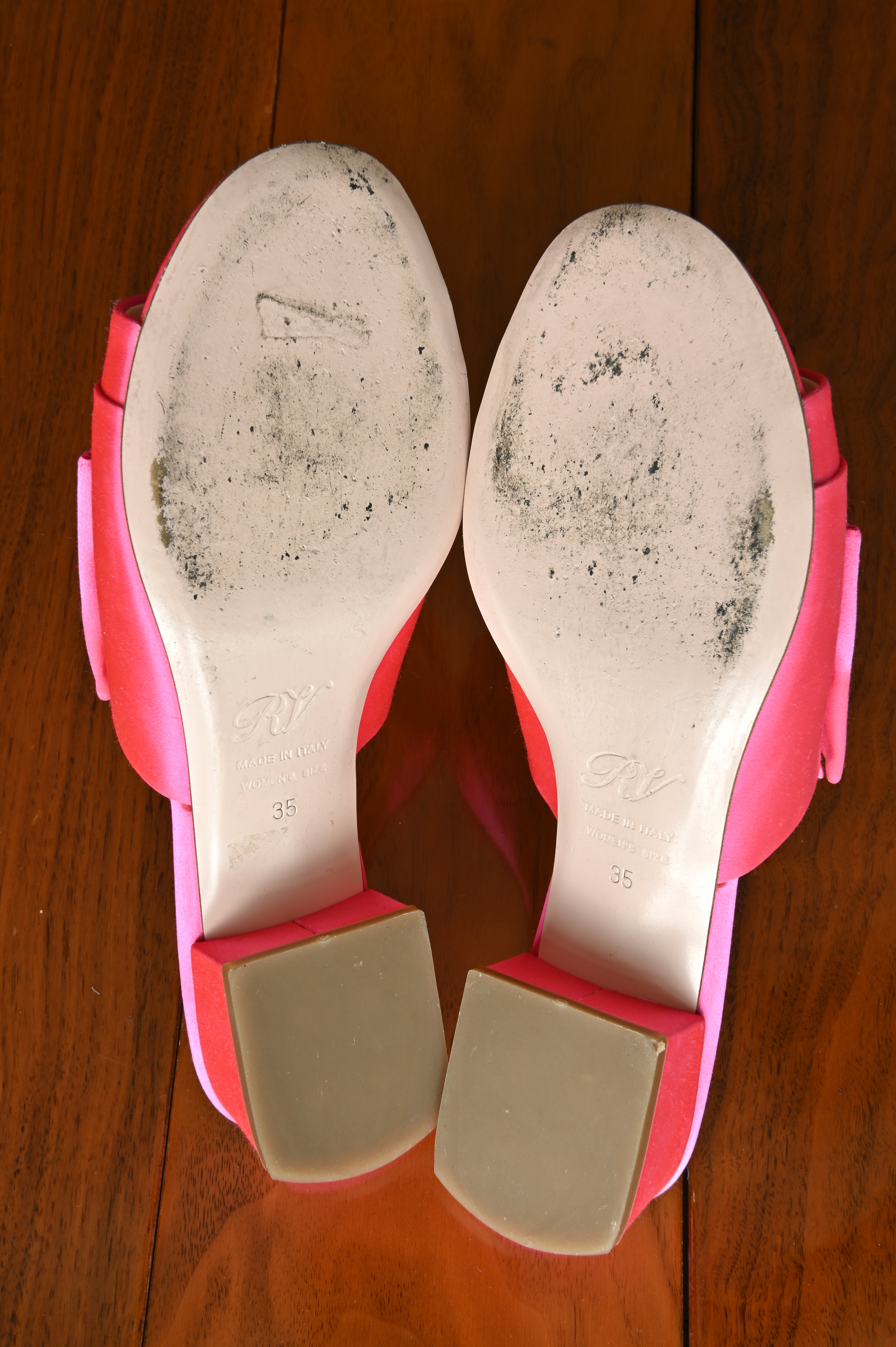 Roger Vivier Pink Crystal Satin Mules