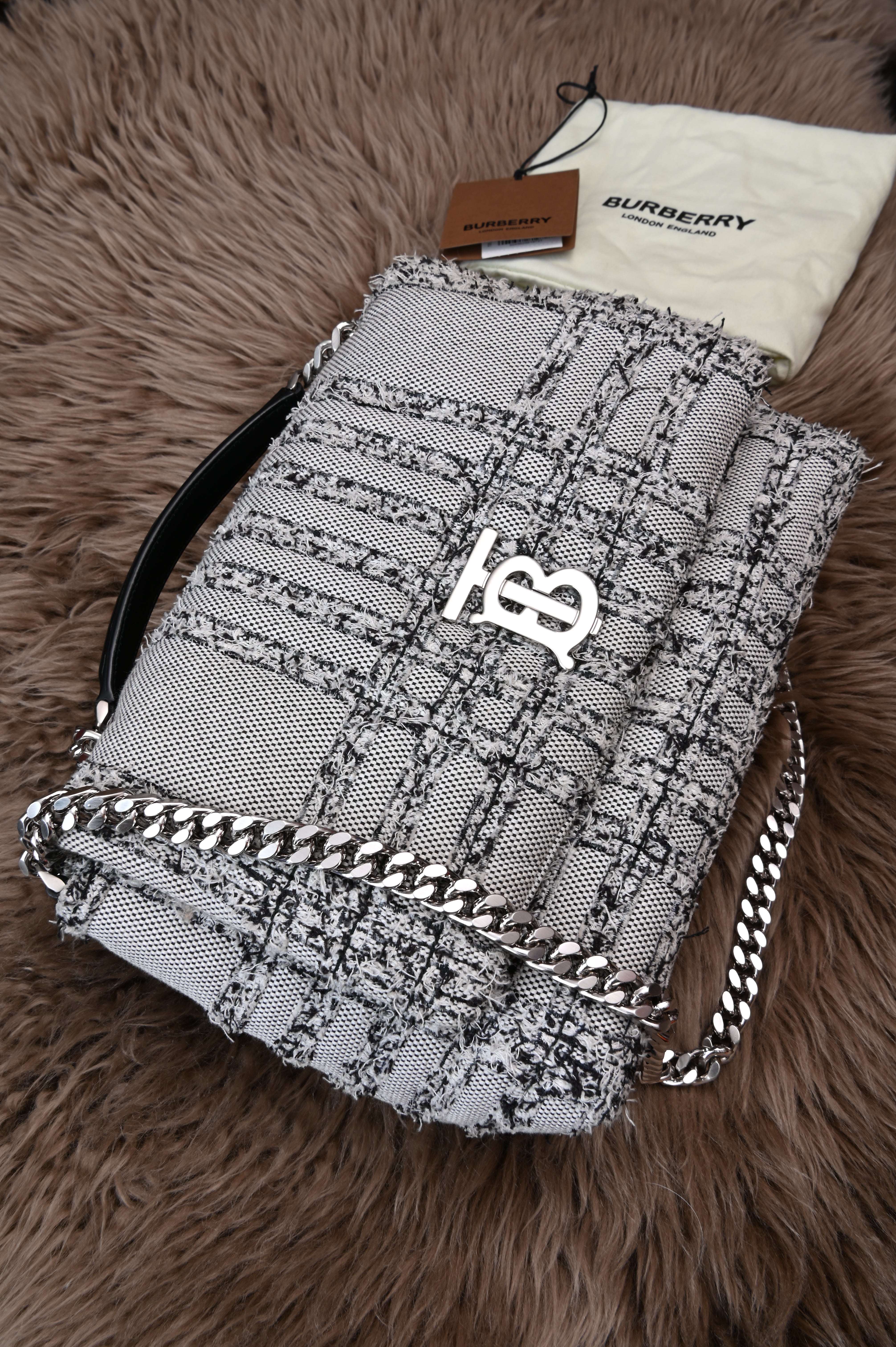 Burberry Small Lola Tweed Shoulder Bag