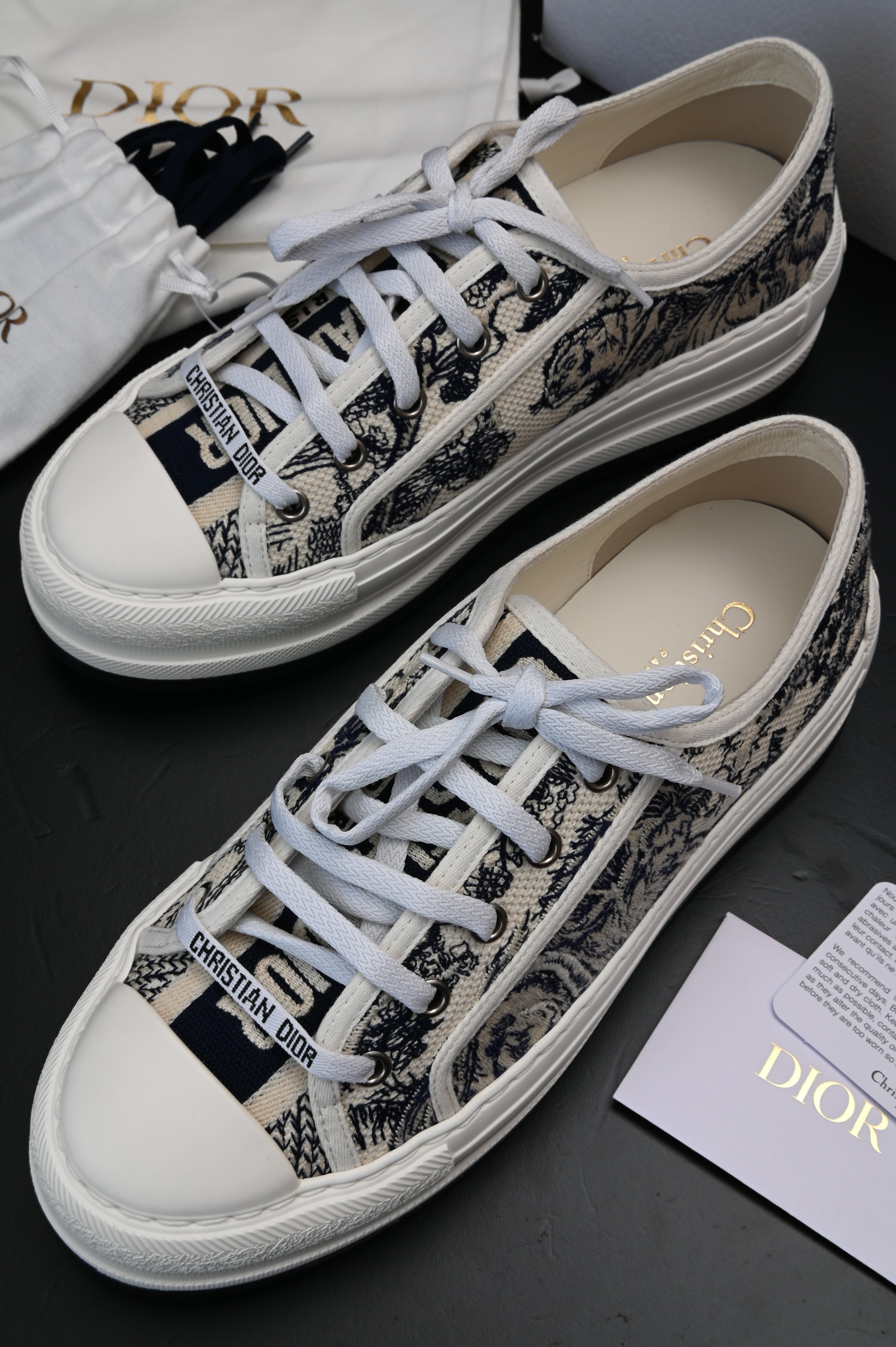 Christian Dior Walk'n'Dior Sneaker Blue Toile de Jouy Embroidered Cotton