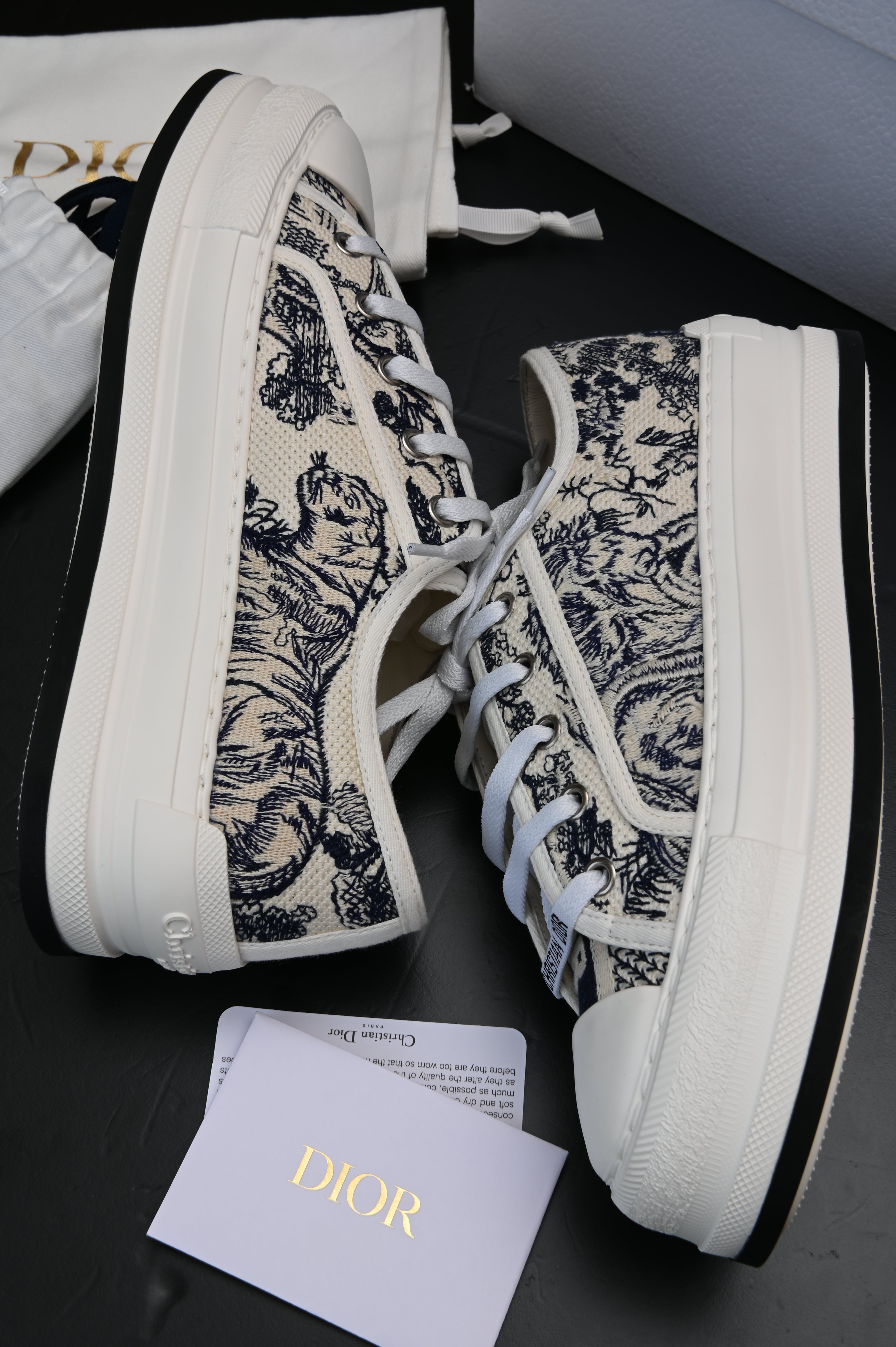 Christian Dior Walk'n'Dior Sneaker Blue Toile de Jouy Embroidered Cotton