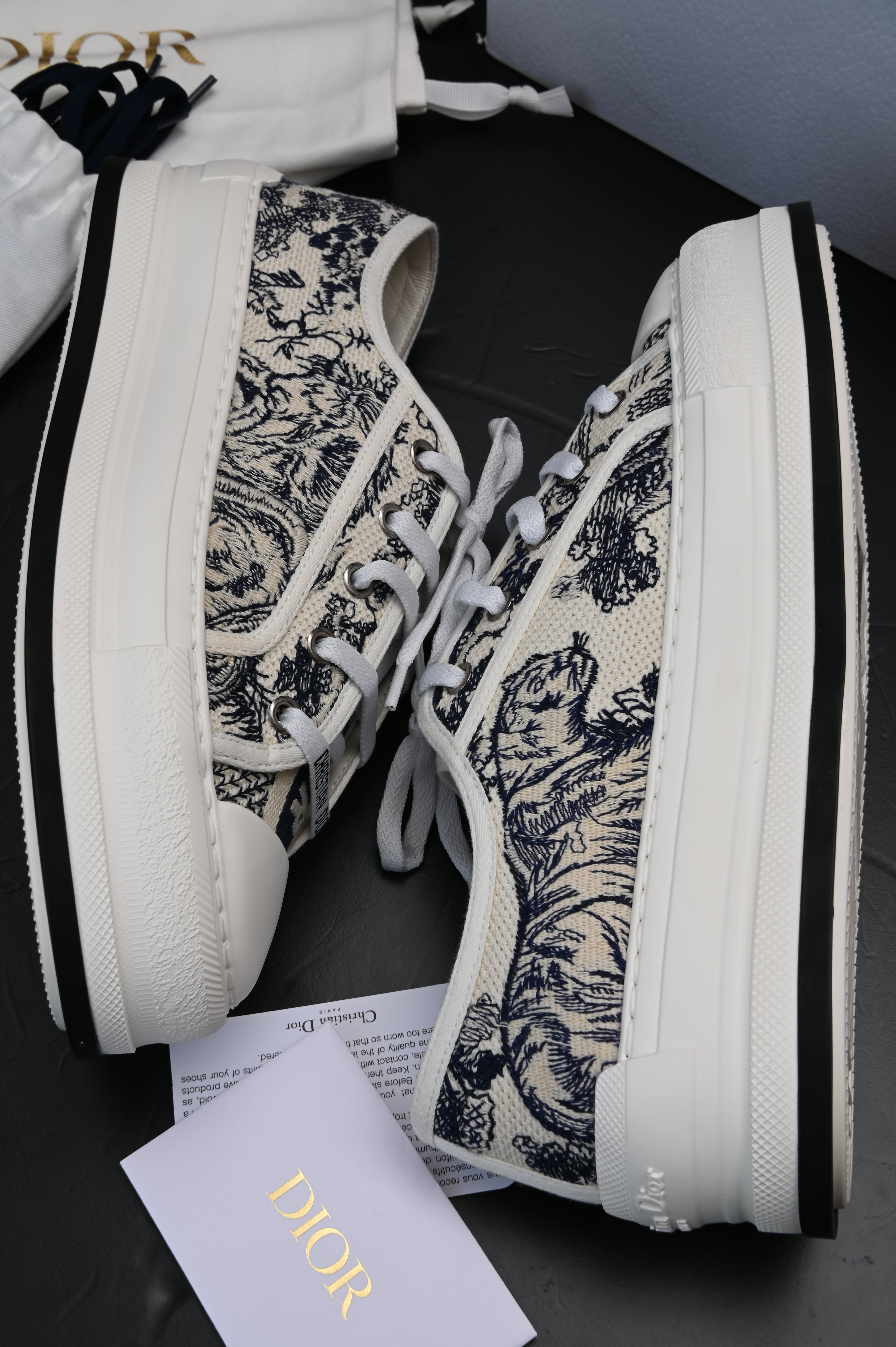 Christian Dior Walk'n'Dior Sneaker Blue Toile de Jouy Embroidered Cotton