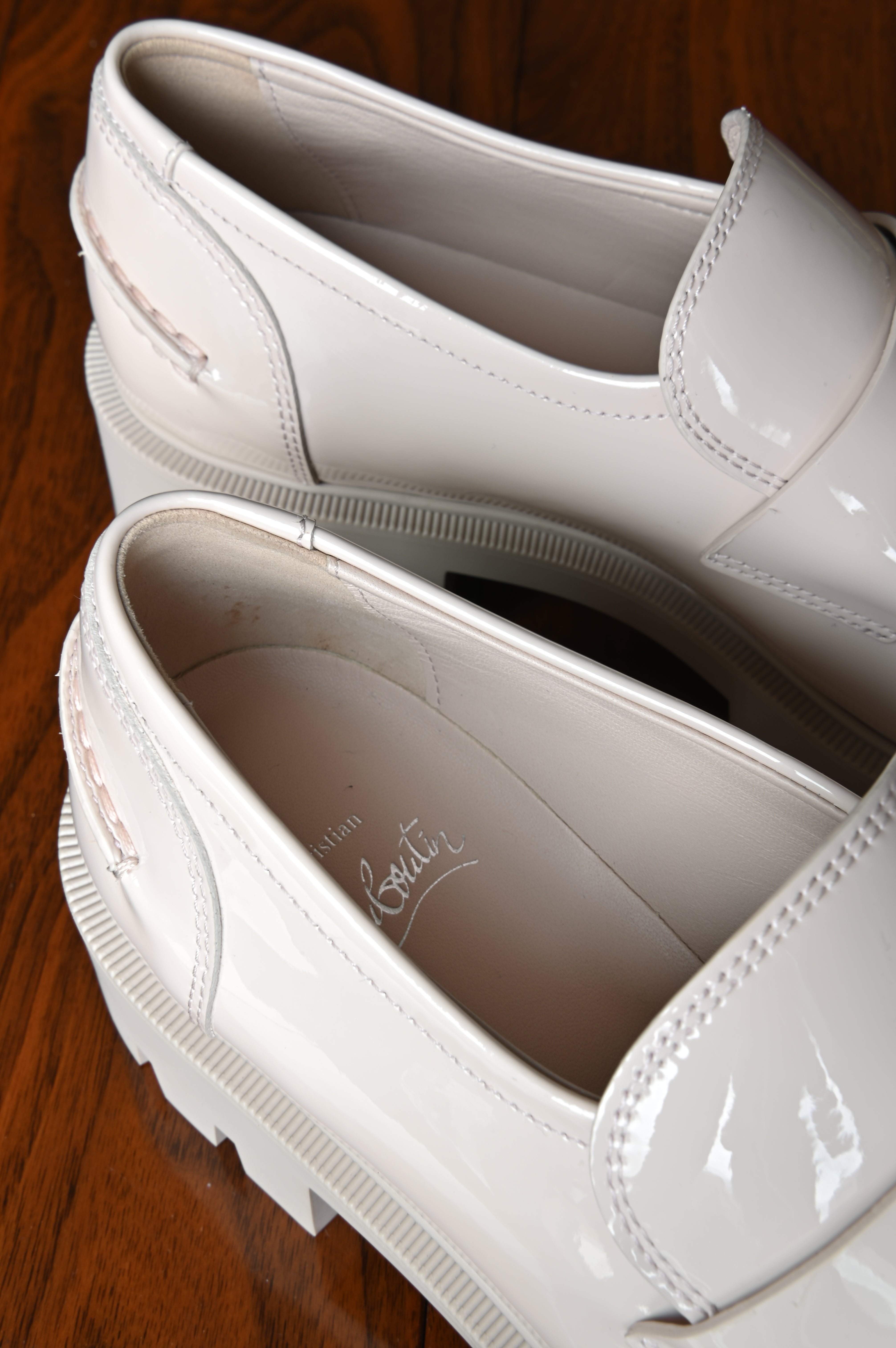 Christian Louboutin White Lock Woody Loafers