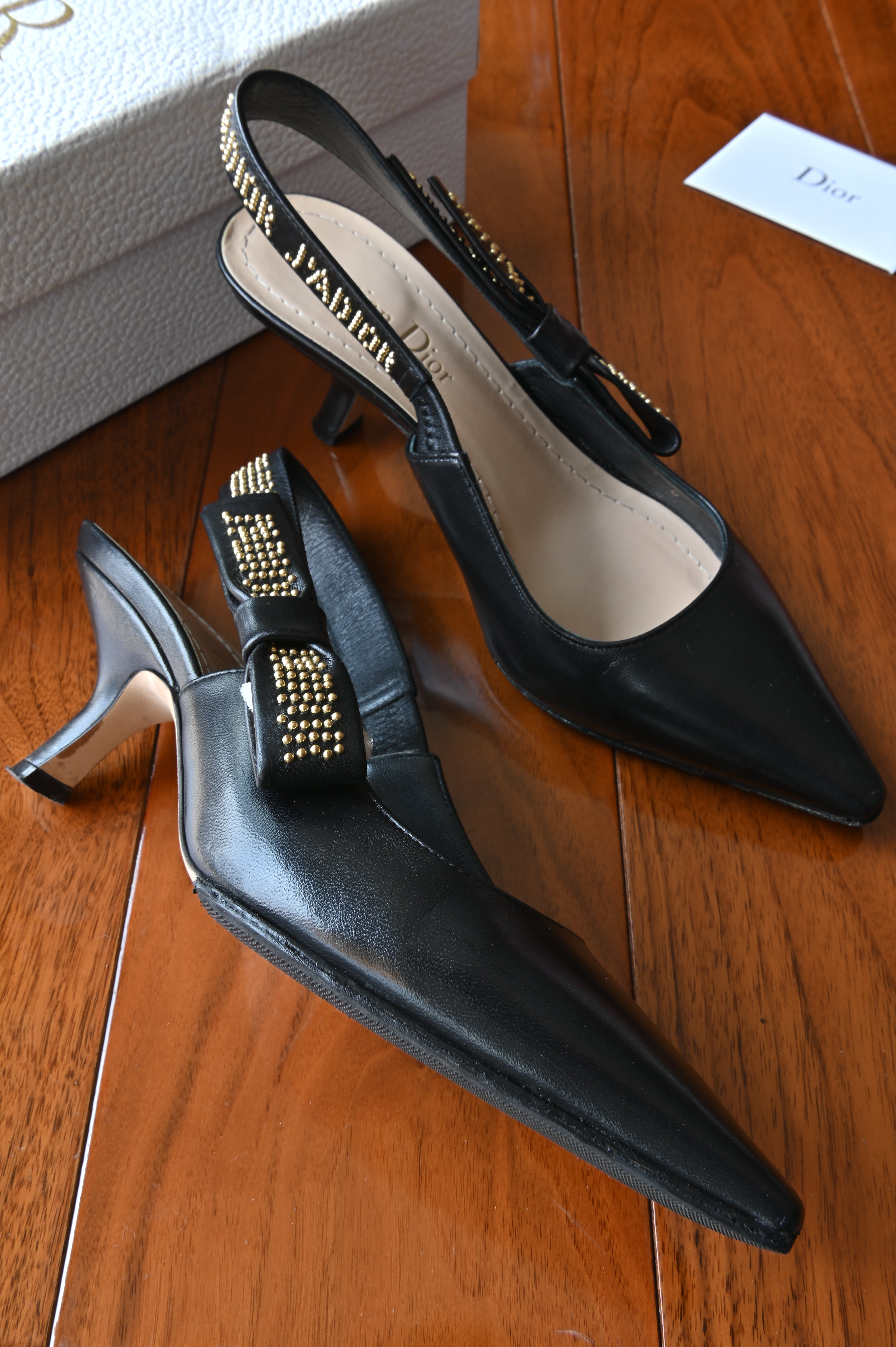 Dior J'Adior Black Slingback Pumps left