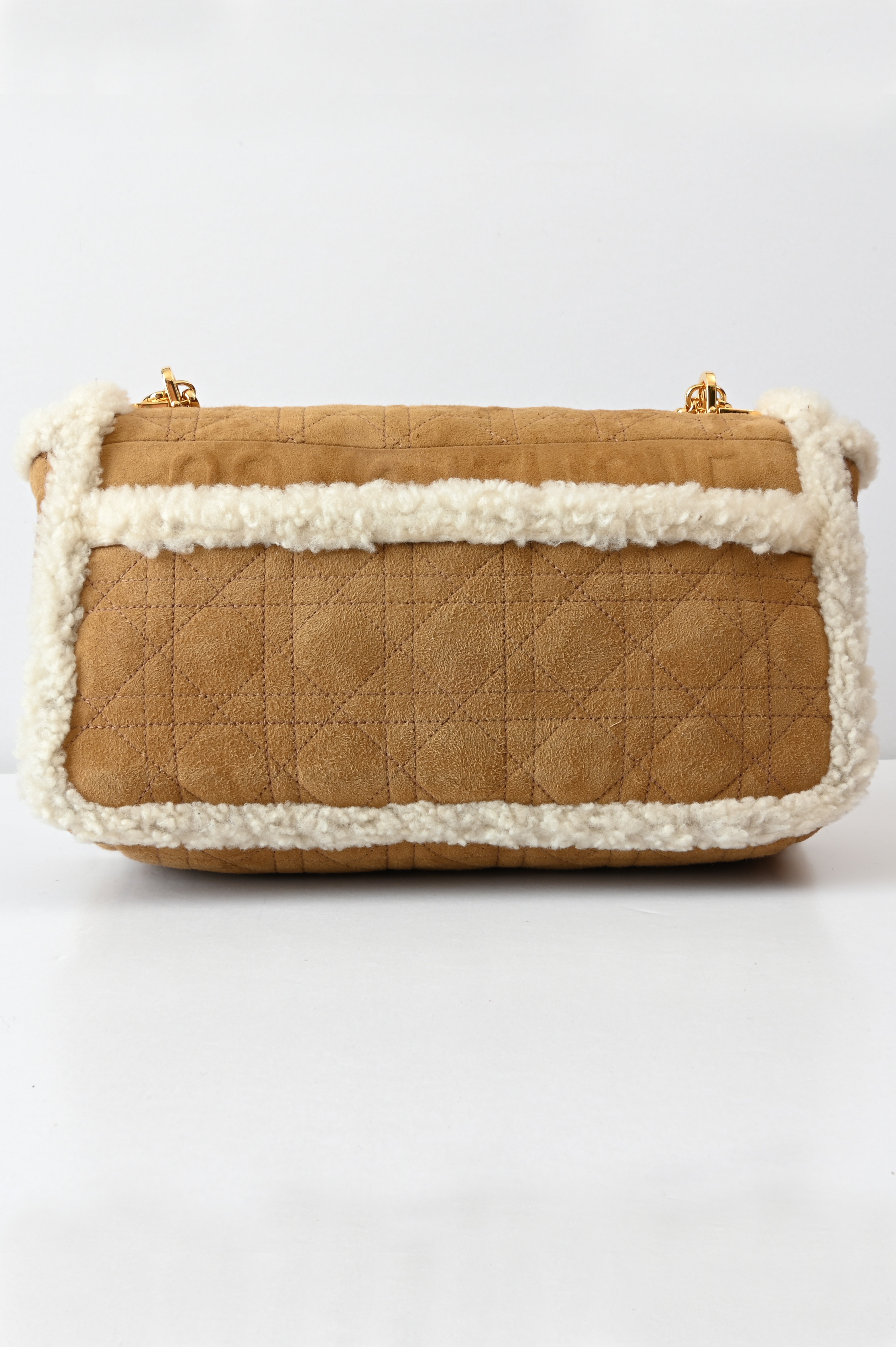Christian Dior Cannage Quilted Shearling fur Caro bag