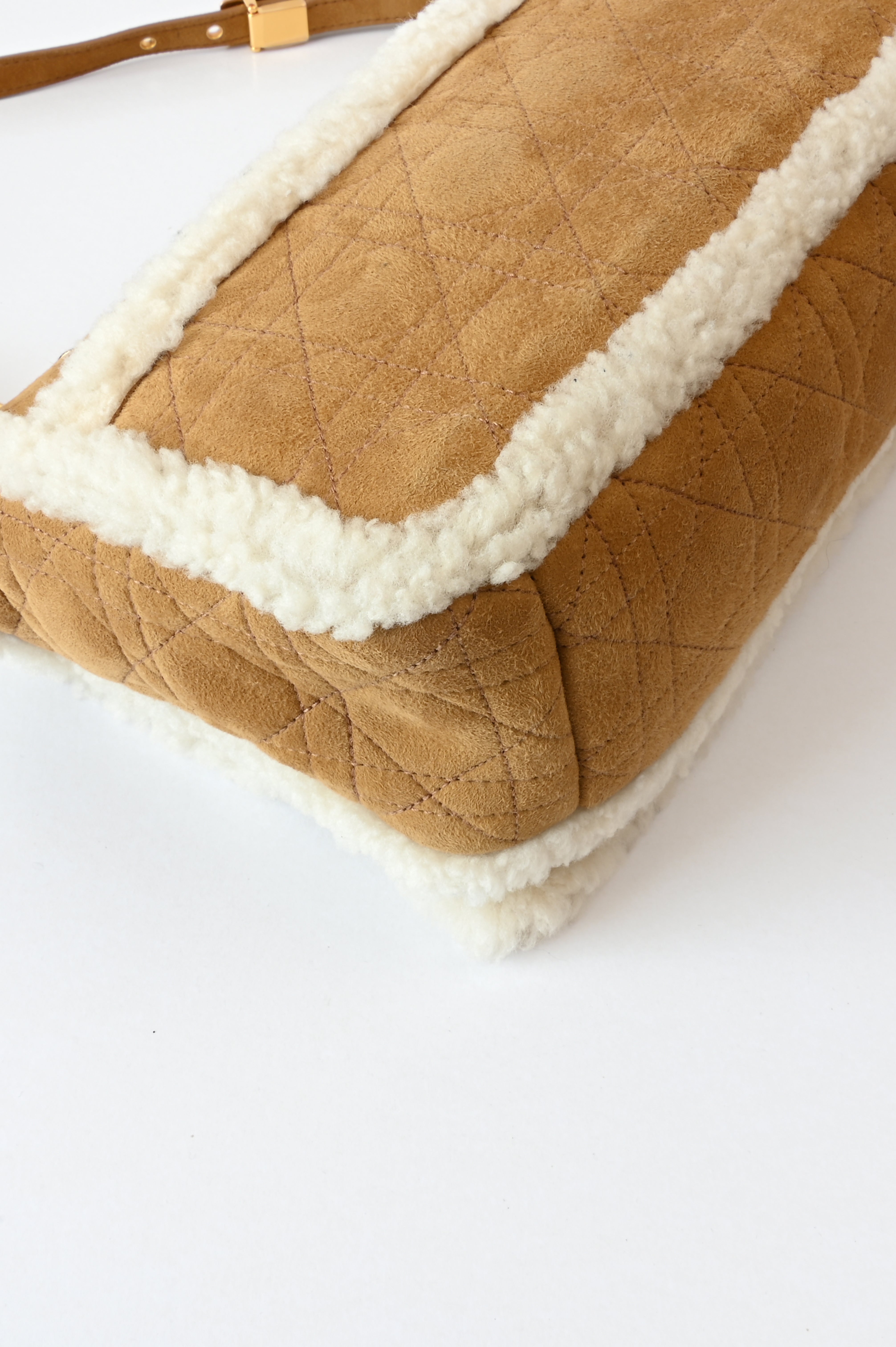 Christian Dior Cannage Quilted Shearling fur Caro bag
