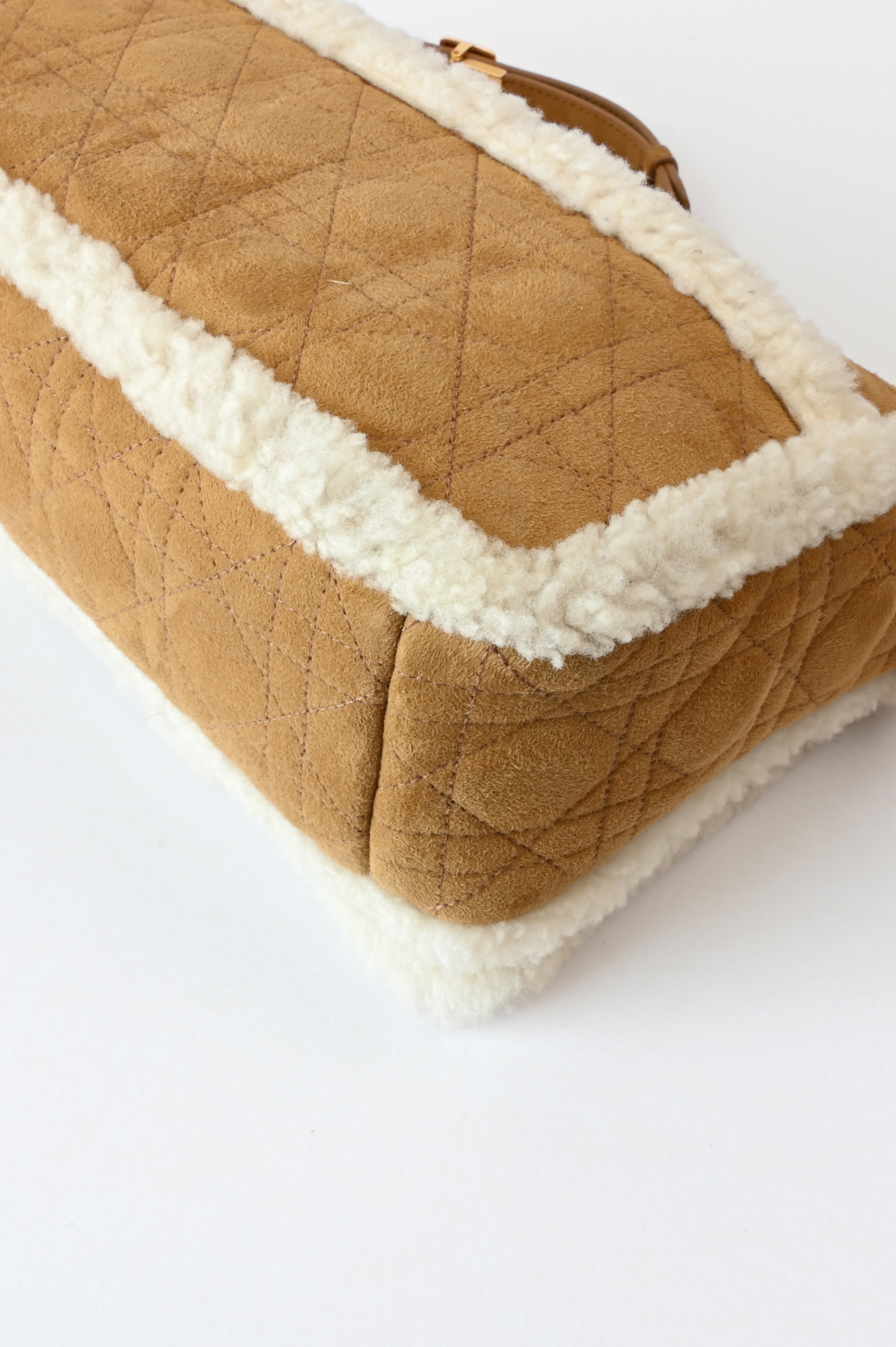 Christian Dior Cannage Quilted Shearling fur Caro bag