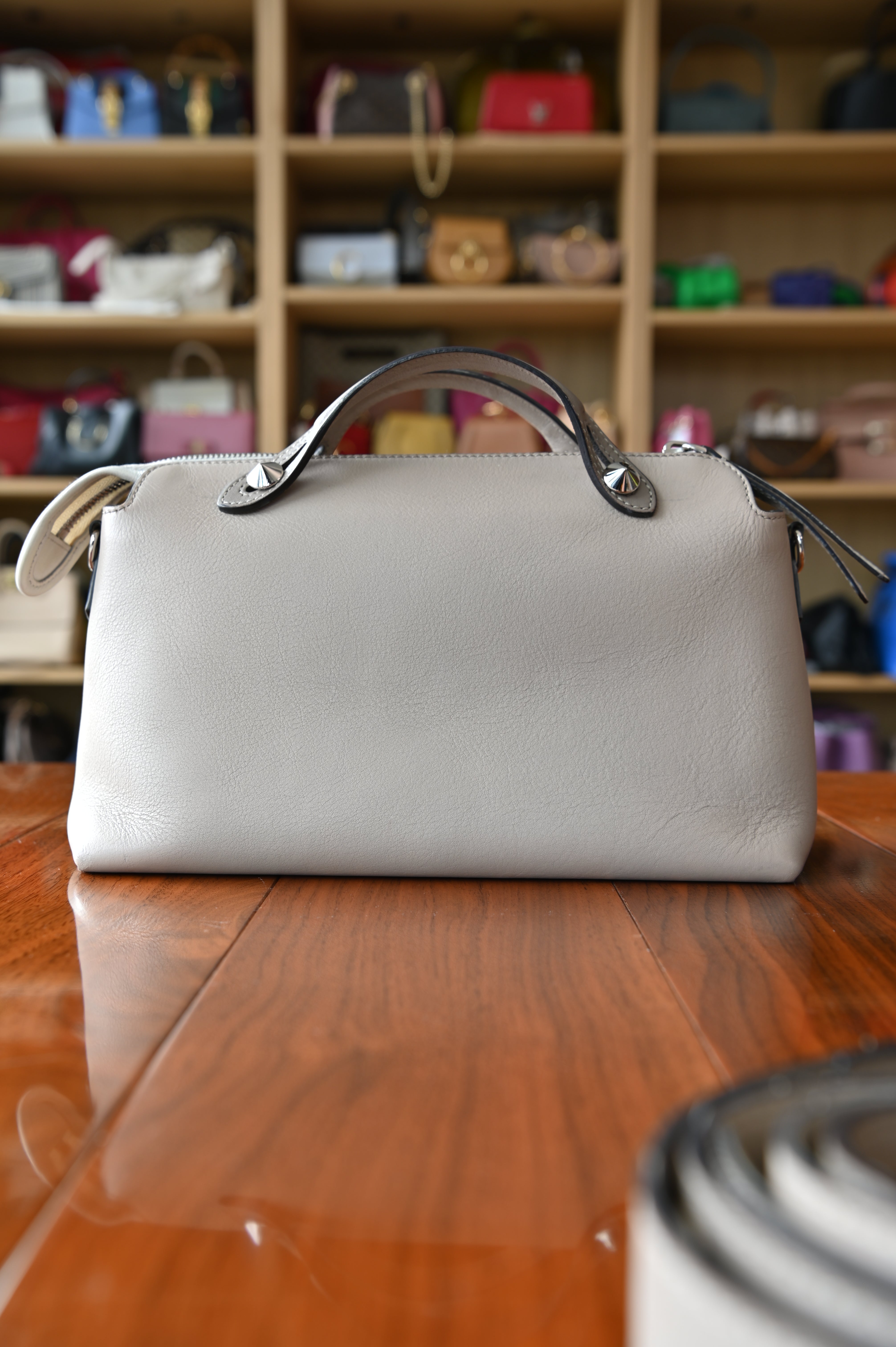 Fendi By The Way Taupe Shoulder Bag back