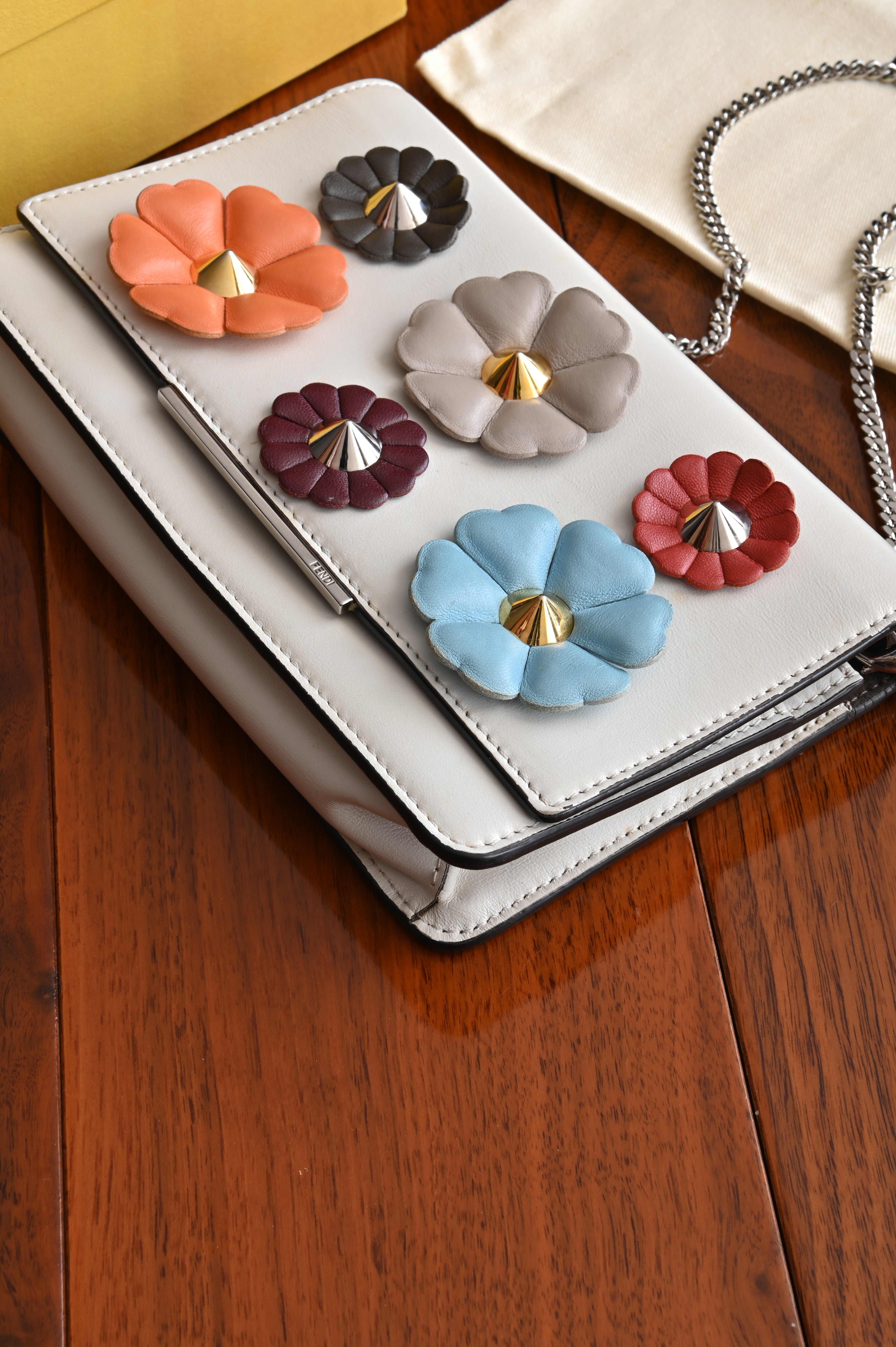 Fendi Floral Wallet on Chain Multicolor Bag angle three