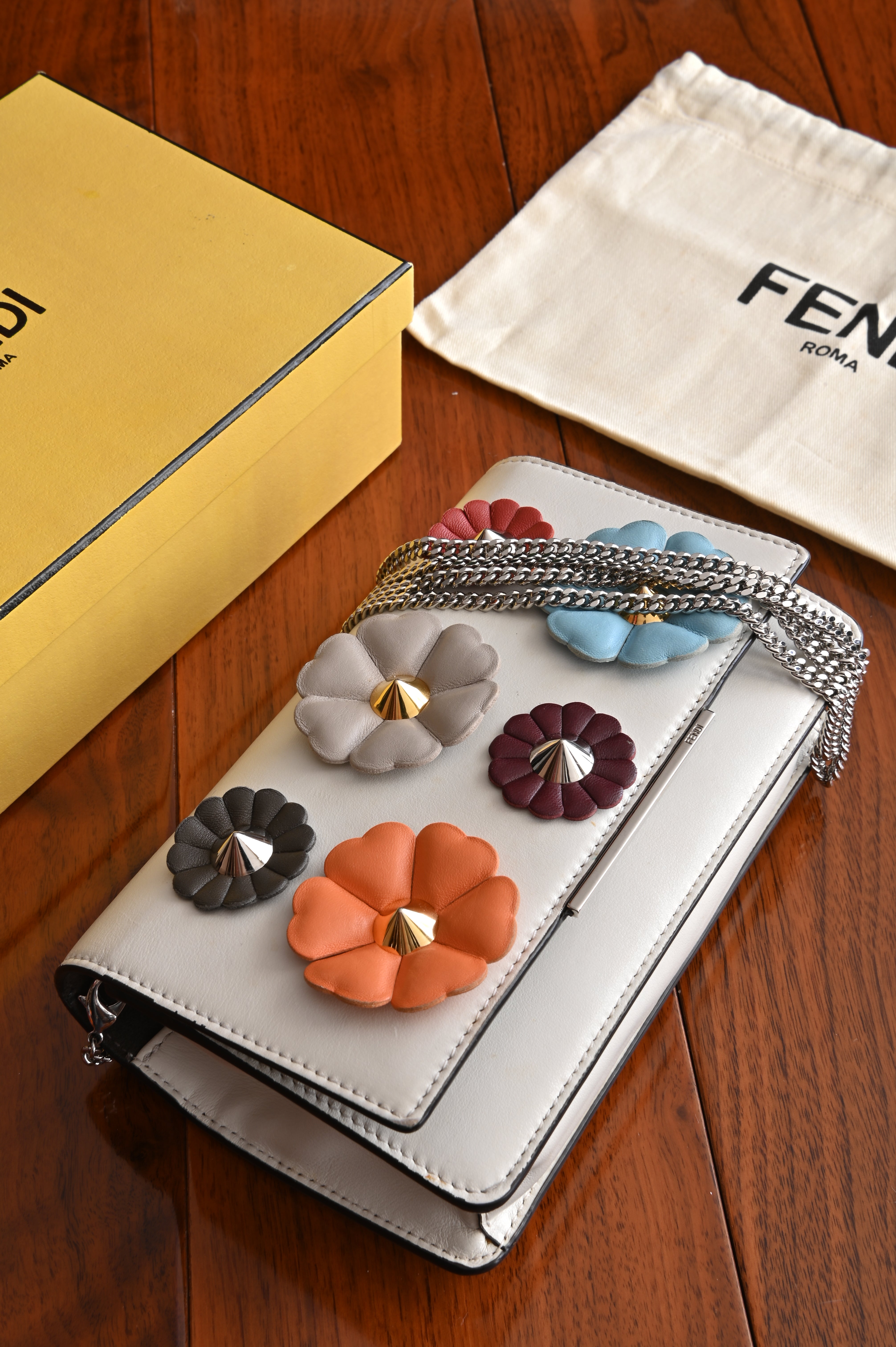 Fendi Floral Wallet on Chain Multicolor Bag front
