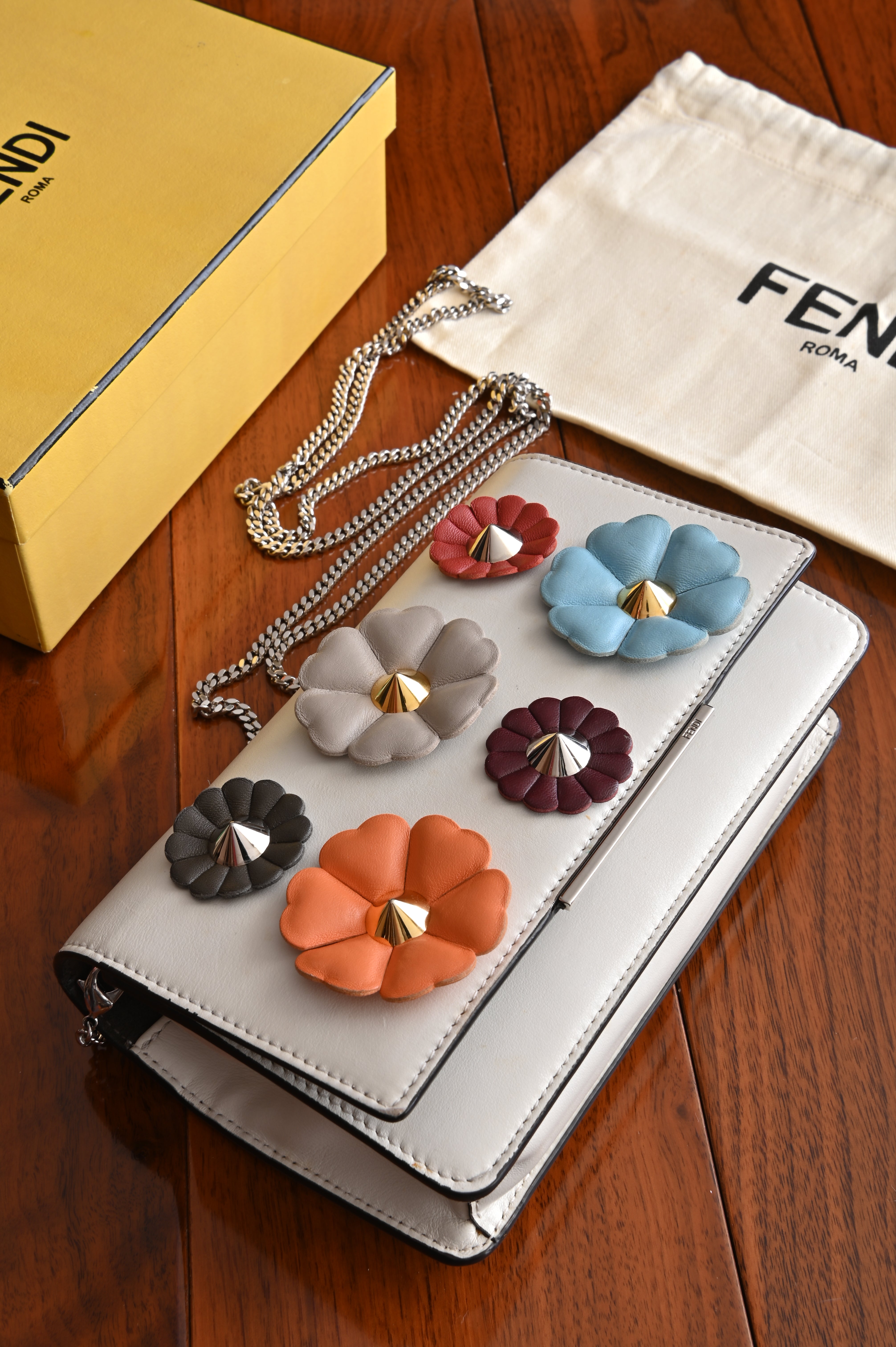 Fendi Floral Wallet on Chain Multicolor Bag front two