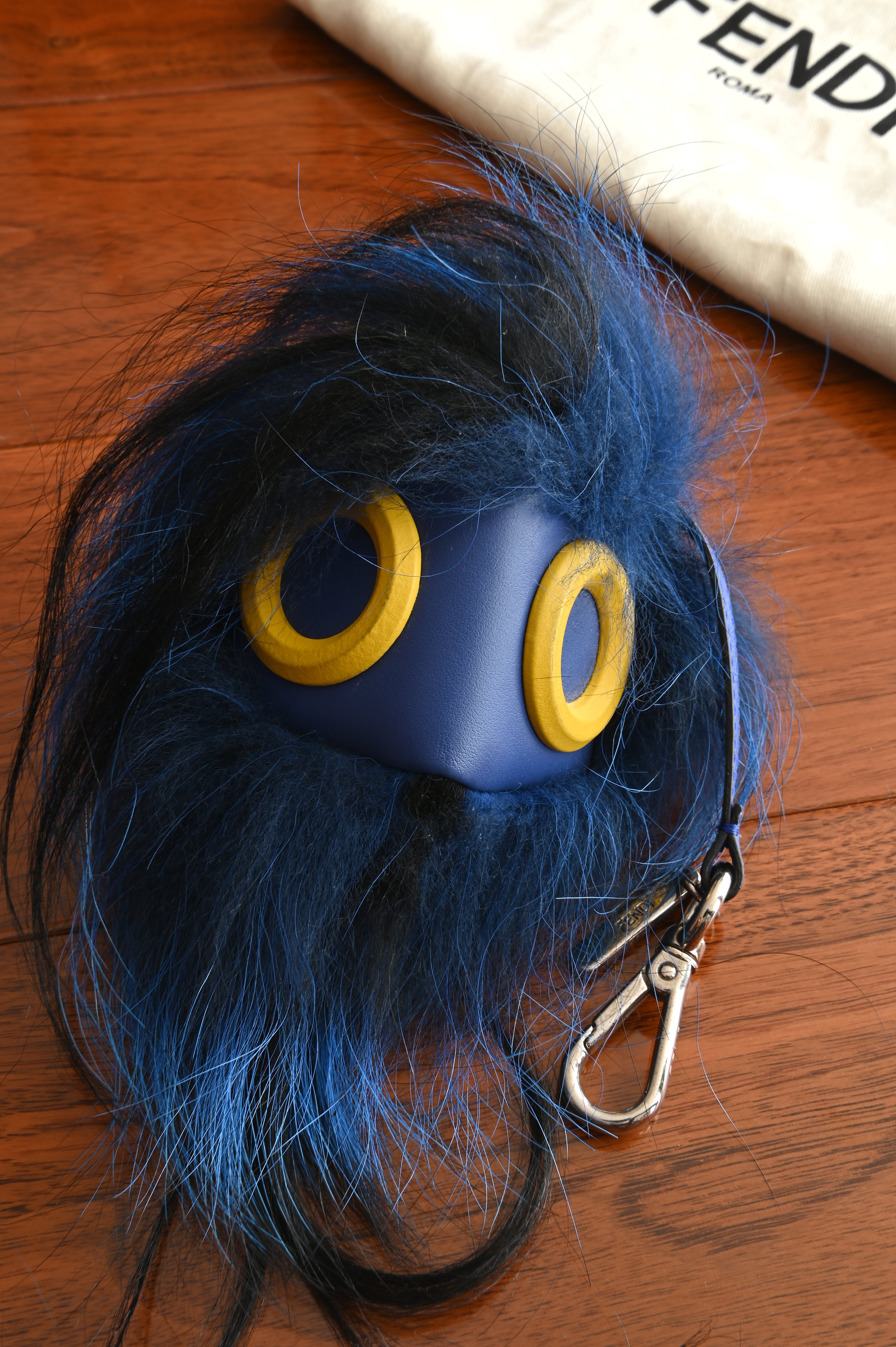 Fendi Monster Blue Fox Fur Charm front two