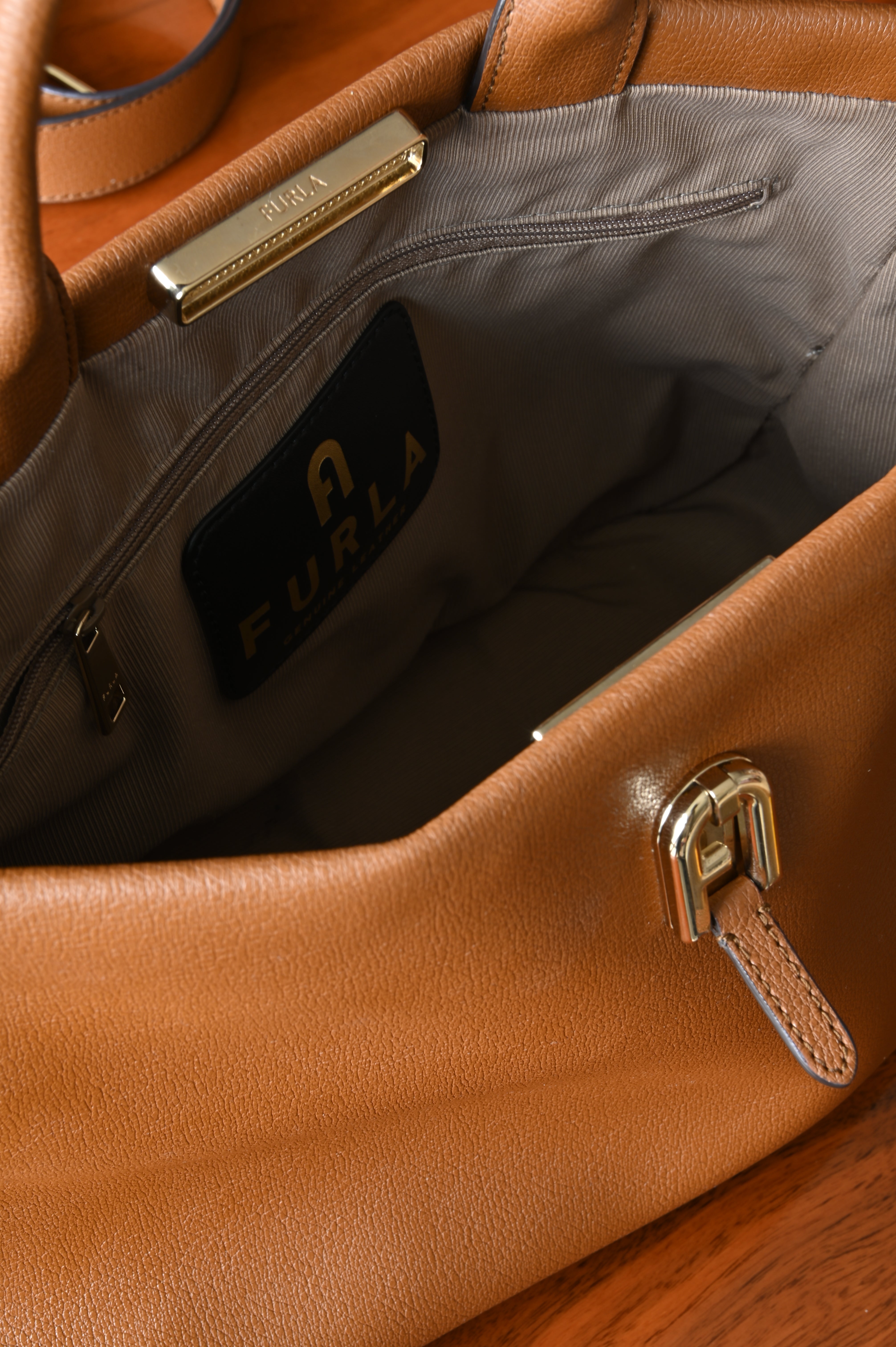 Furla Brown Palazzo Tote Bag inner