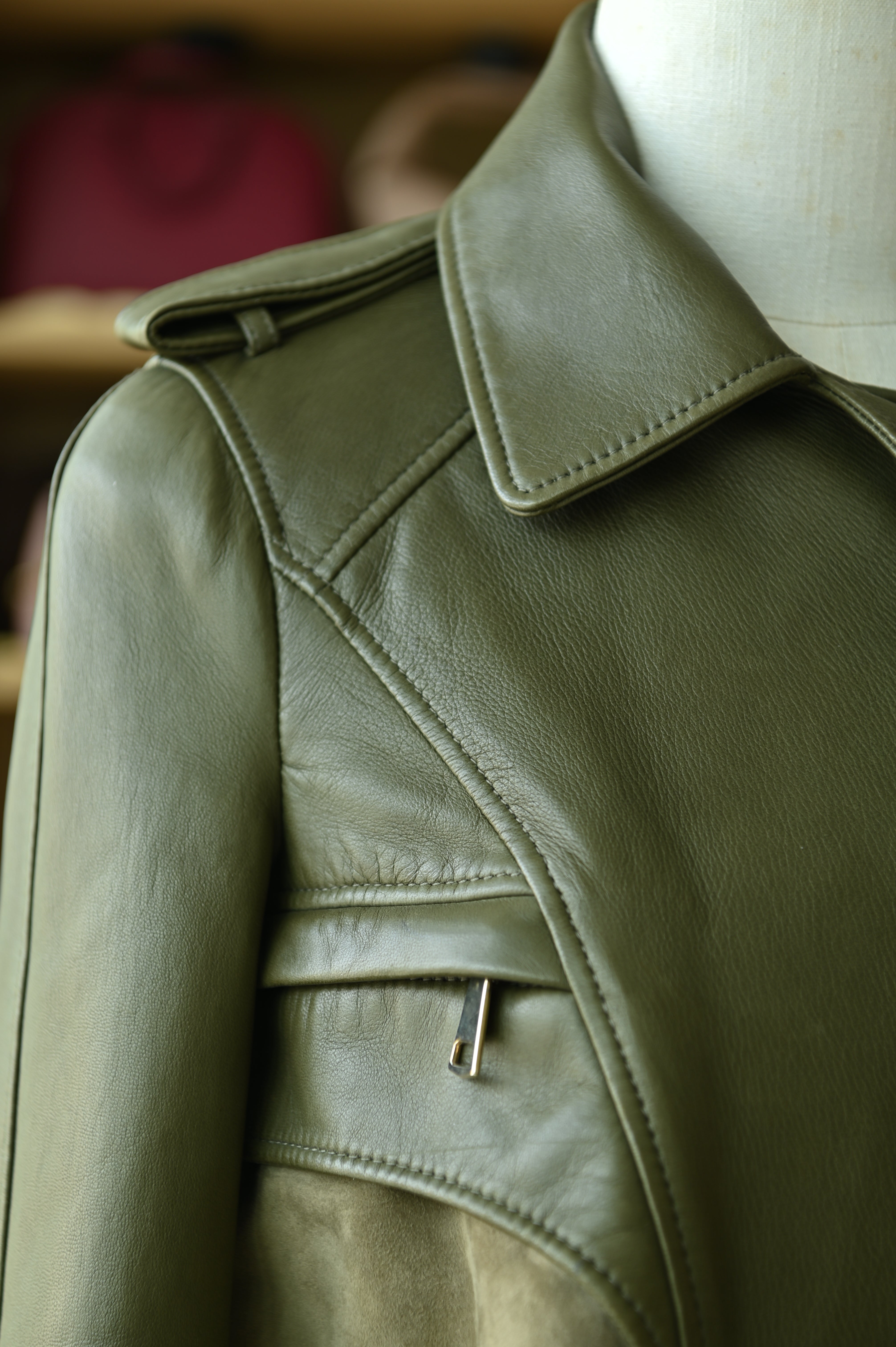 Givenchy Olive Green Leather Biker Jacket corner two