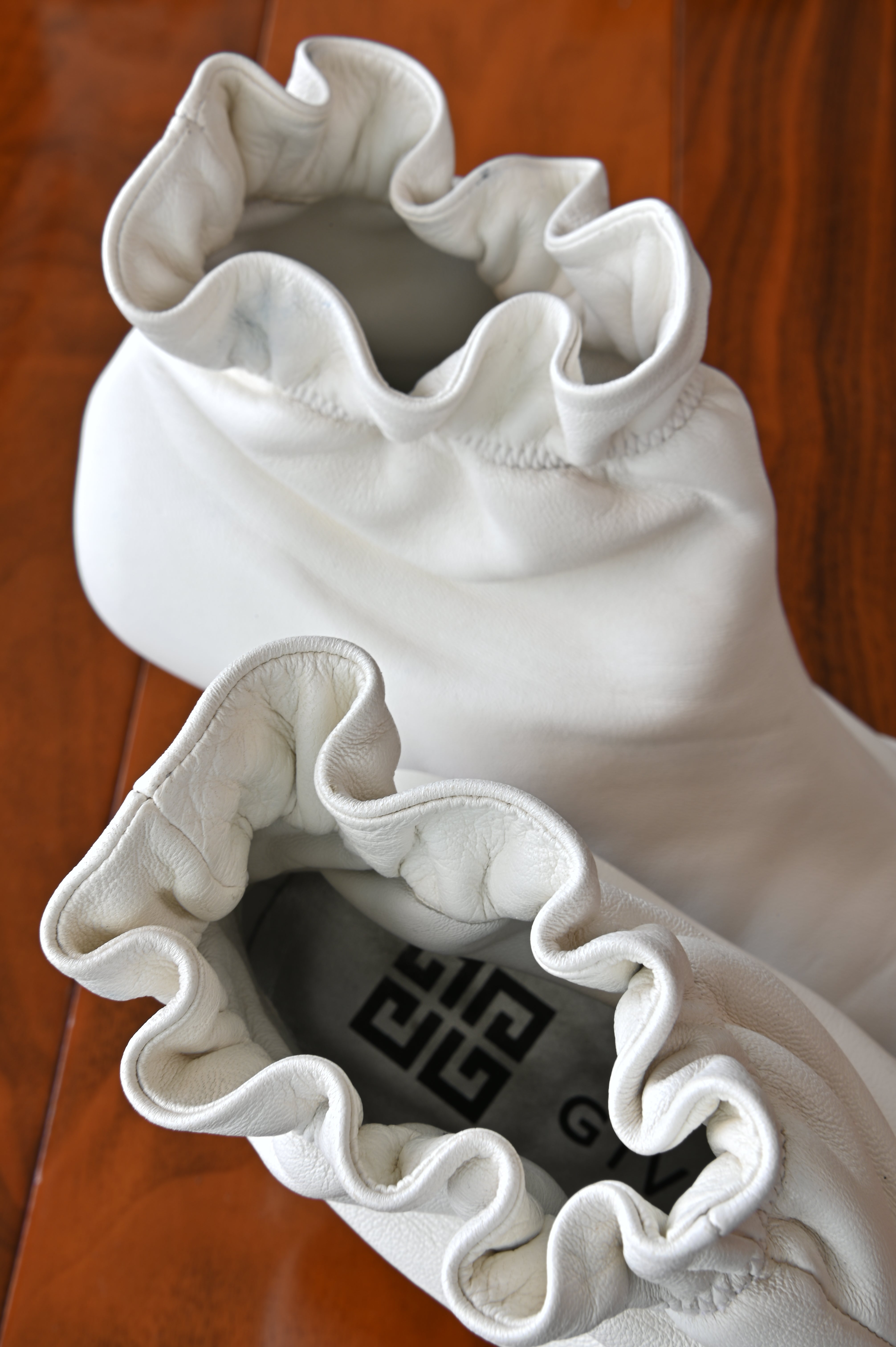 Givenchy White Lamb Leather Ankle Boots top
