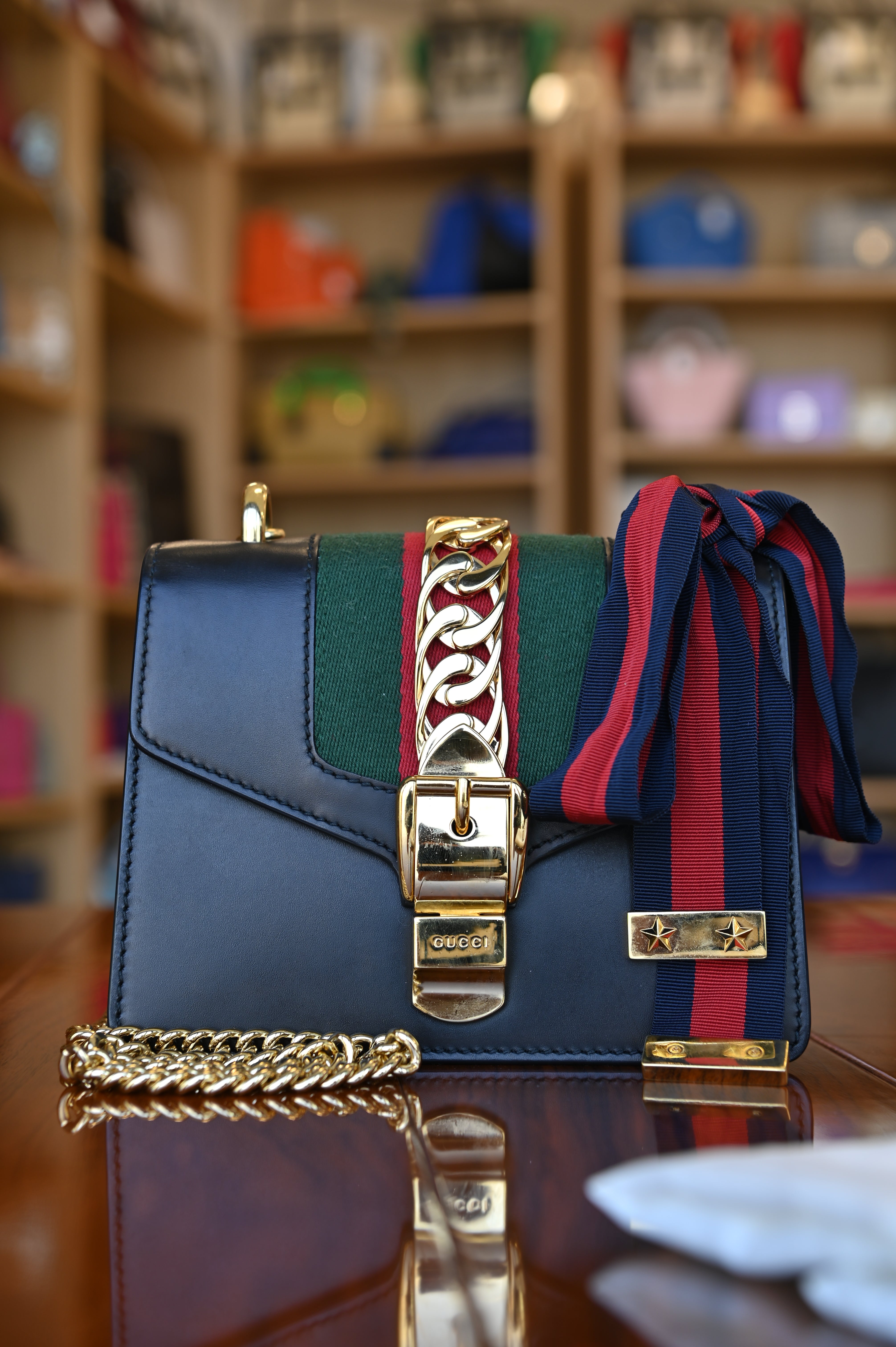 Gucci Black Sylvie Bag front