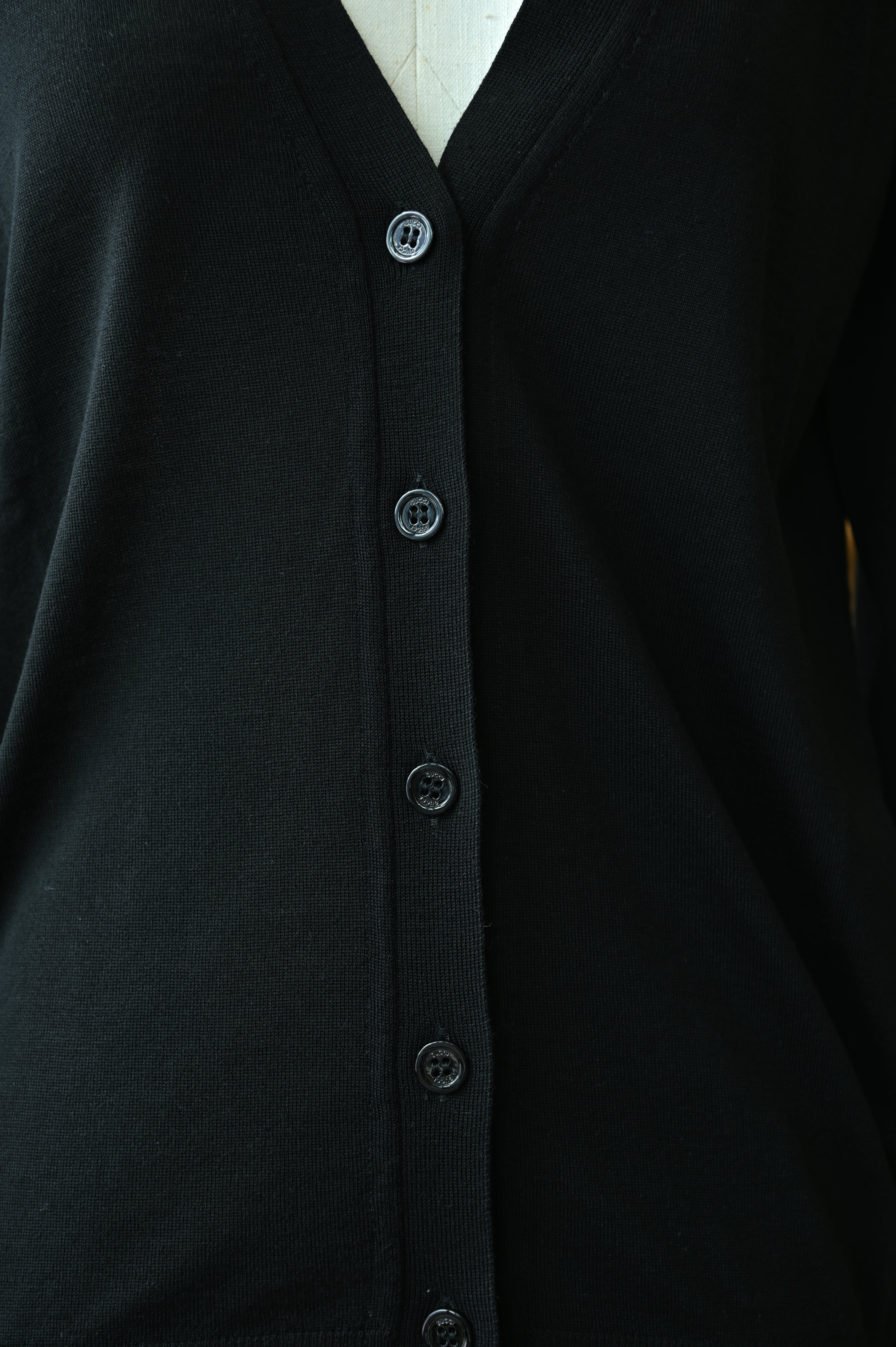 Gucci Black Wool Button Down Sweater buttons