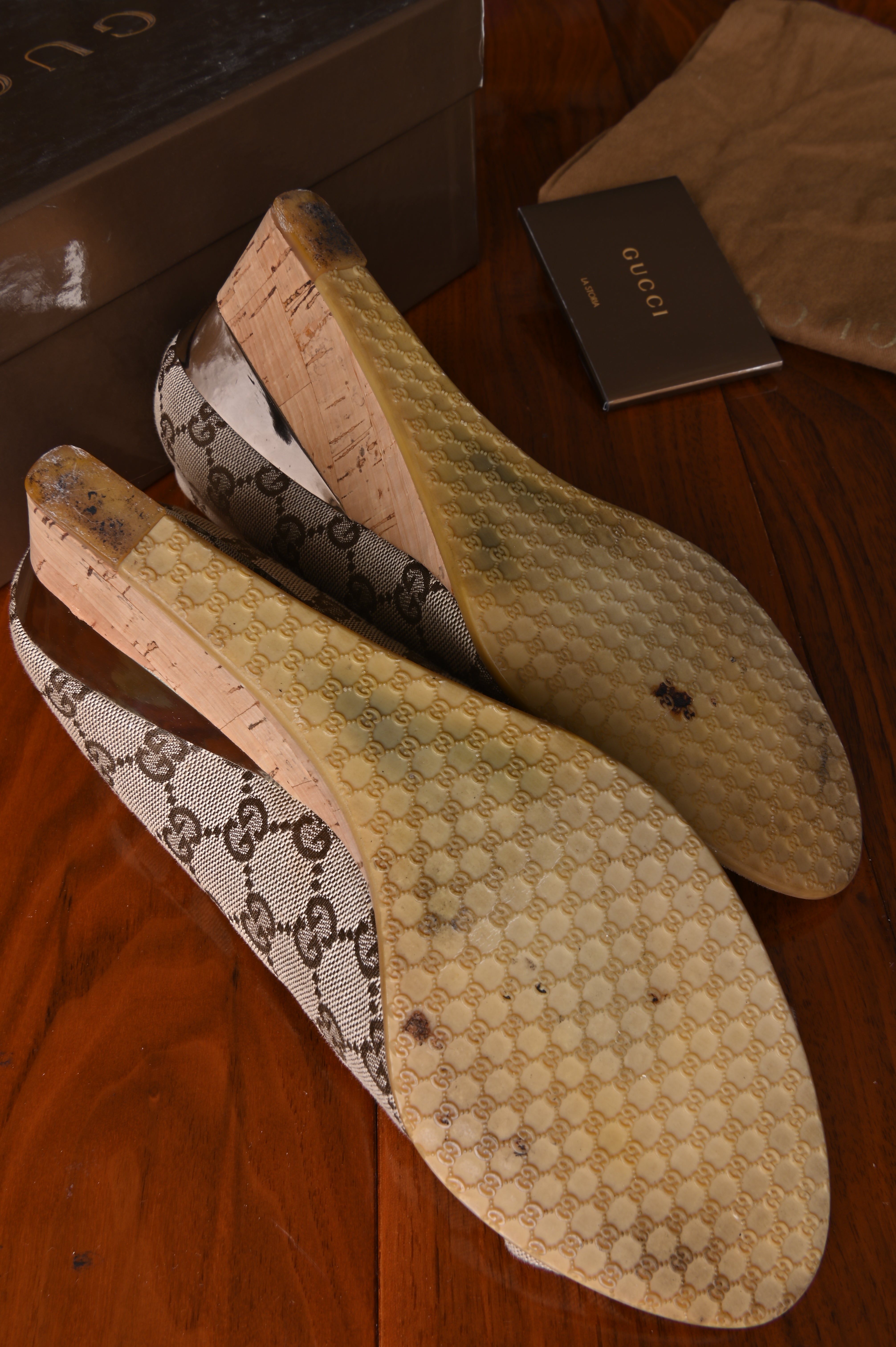 Gucci Brown GG Wedges bottom