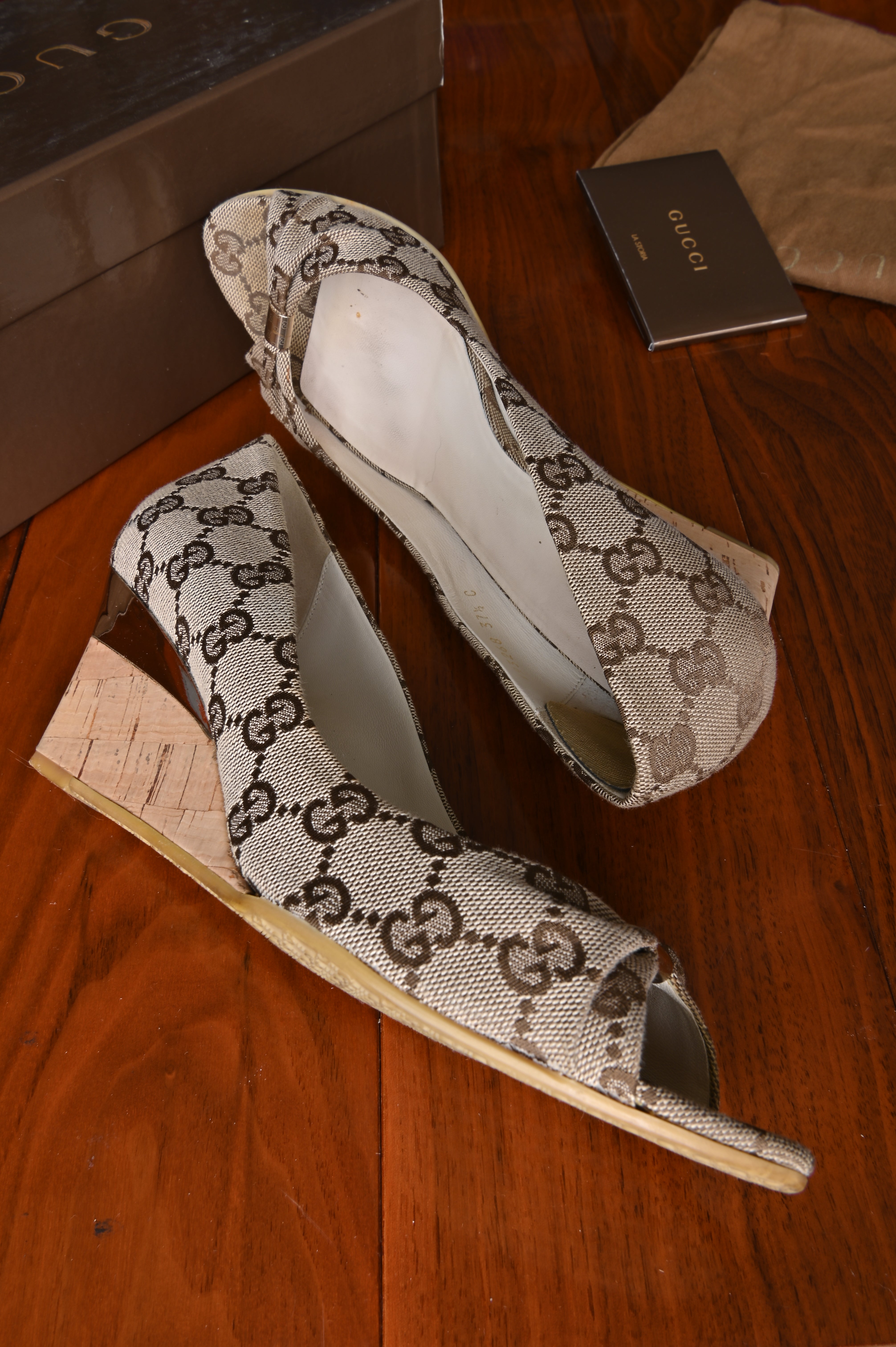 Gucci Brown GG Wedges side