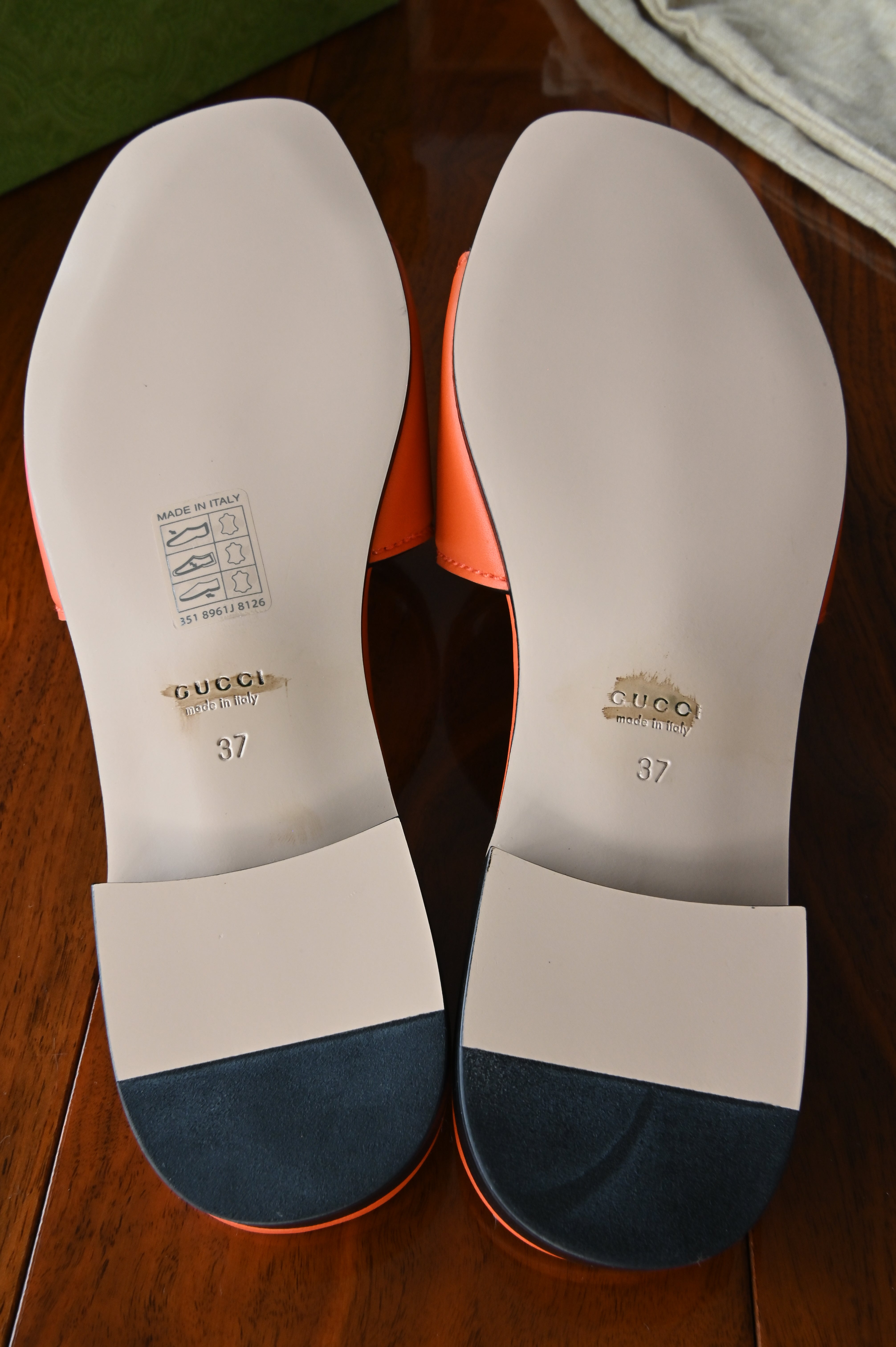 Gucci GG Orange Sandals Flats bottom