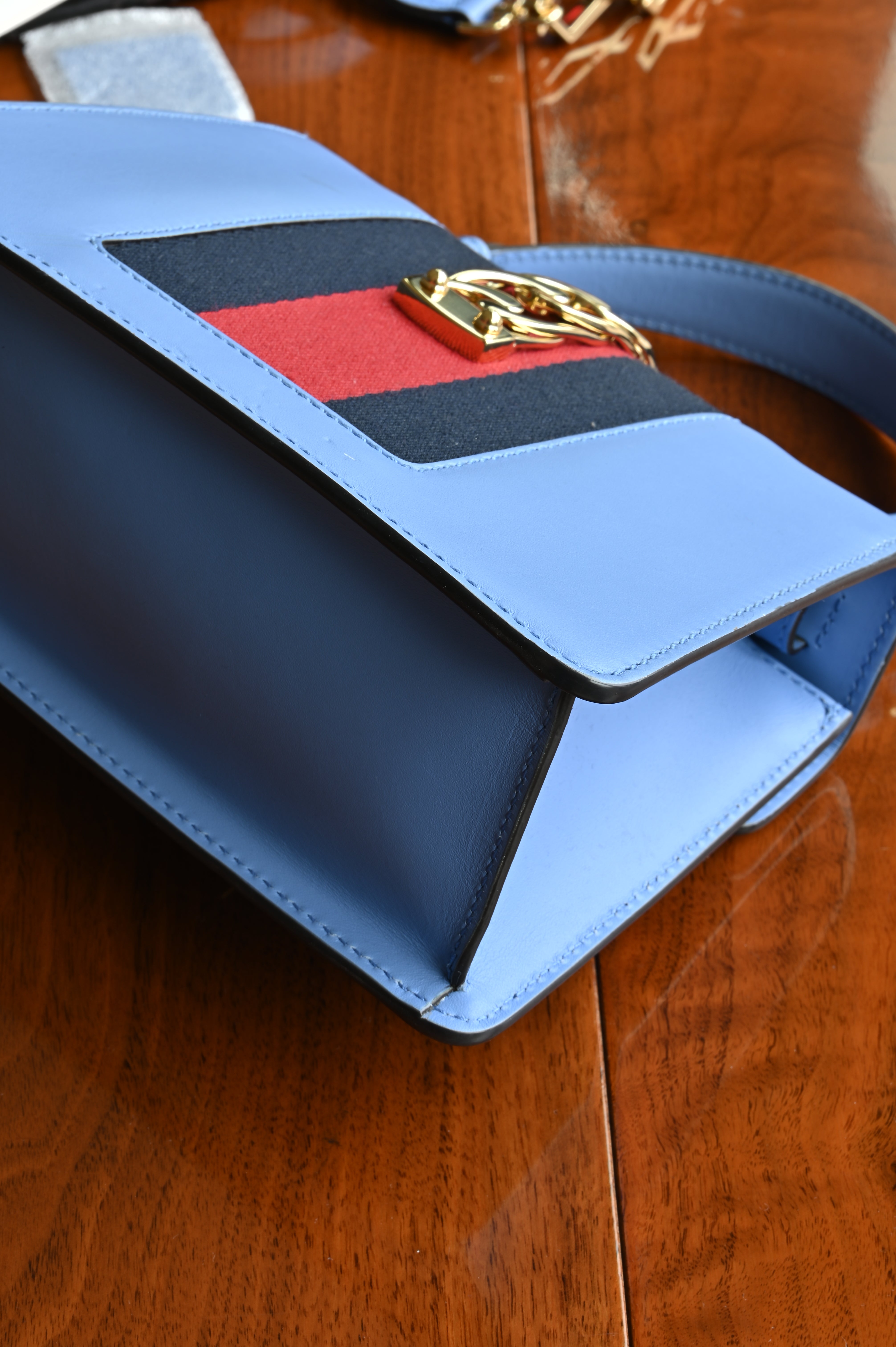 Gucci Light Blue Sylvie Bag angle