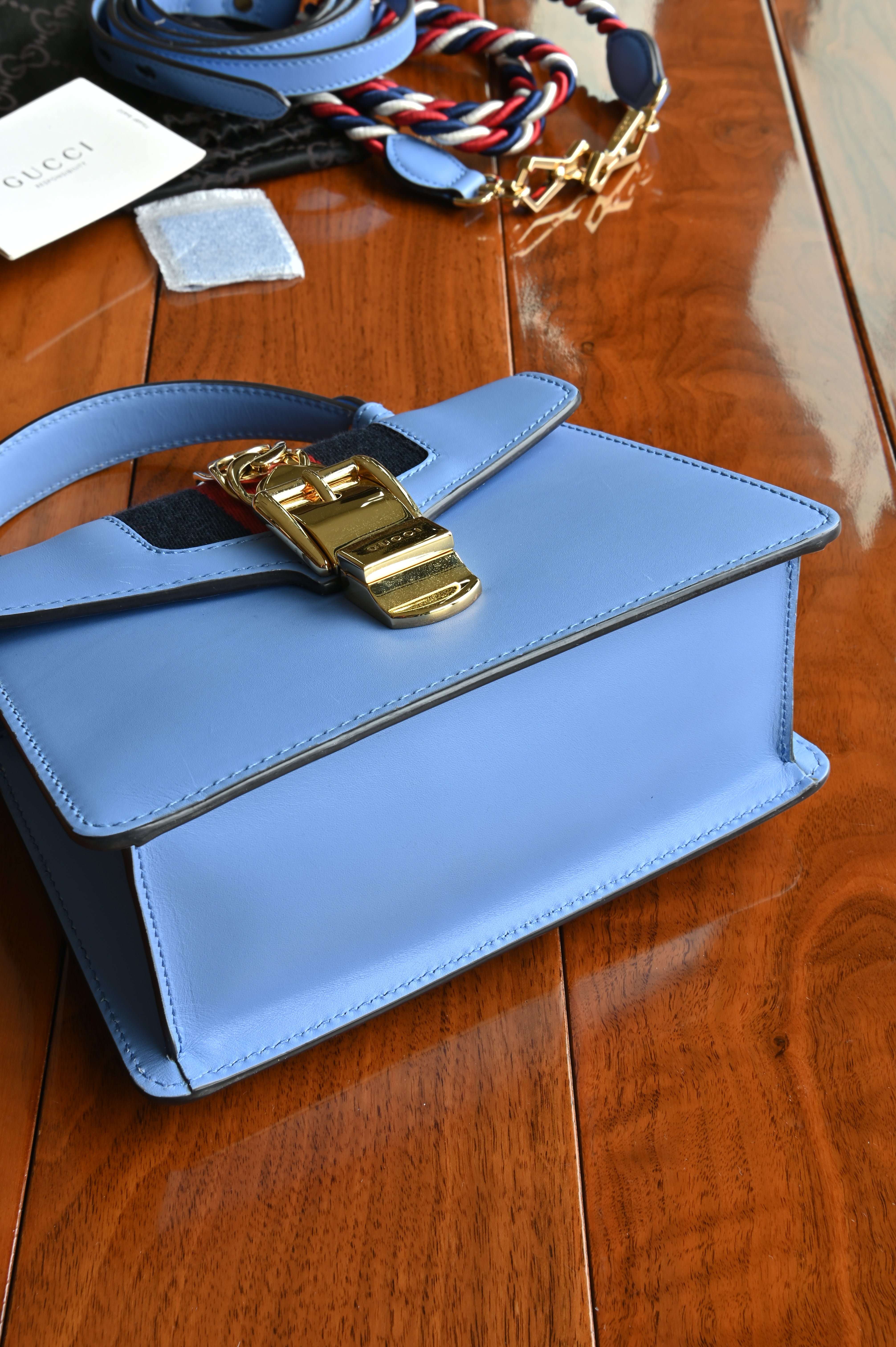 Gucci Light Blue Sylvie Bag bottom