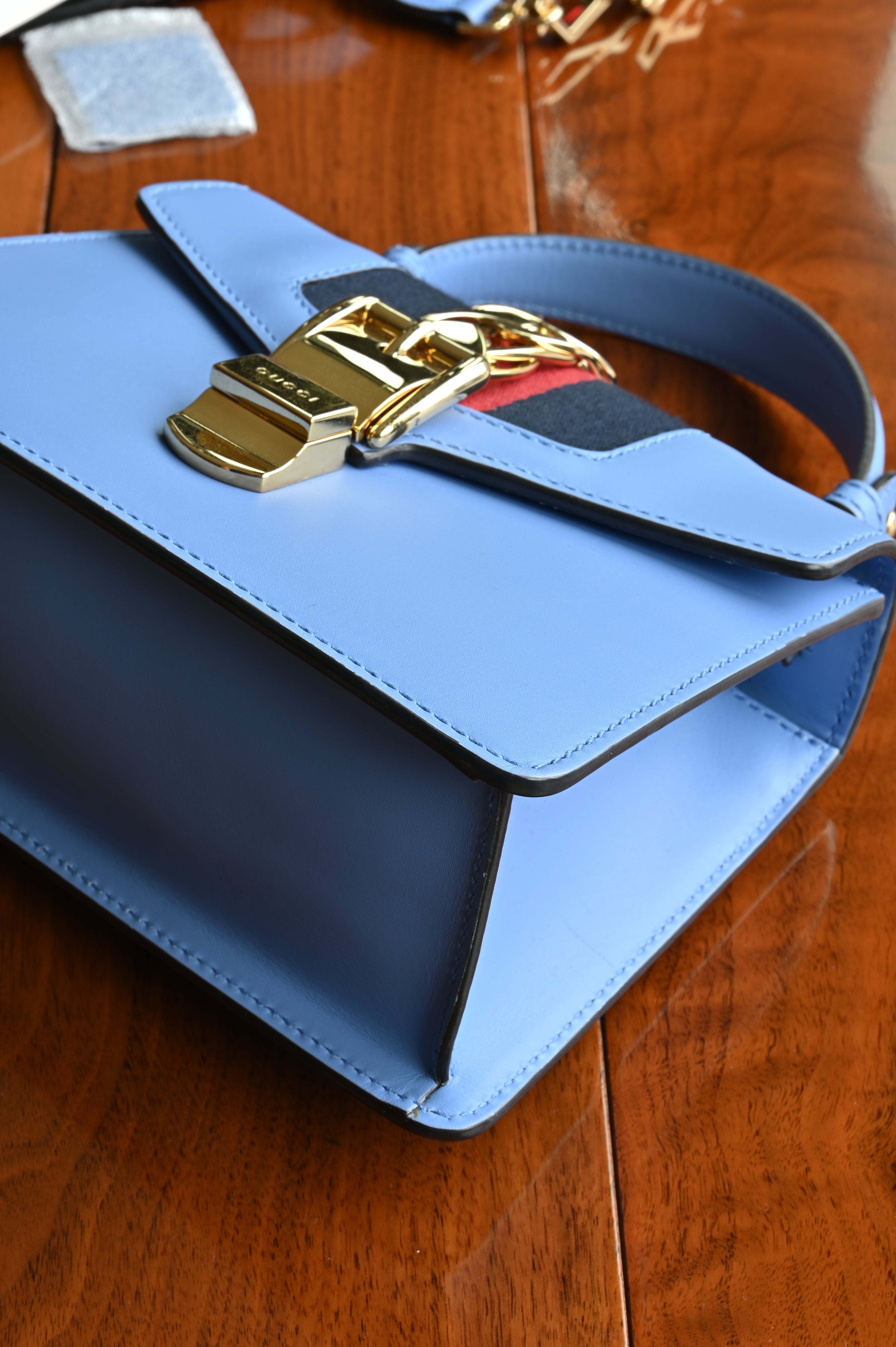 Gucci Light Blue Sylvie Bag corner two