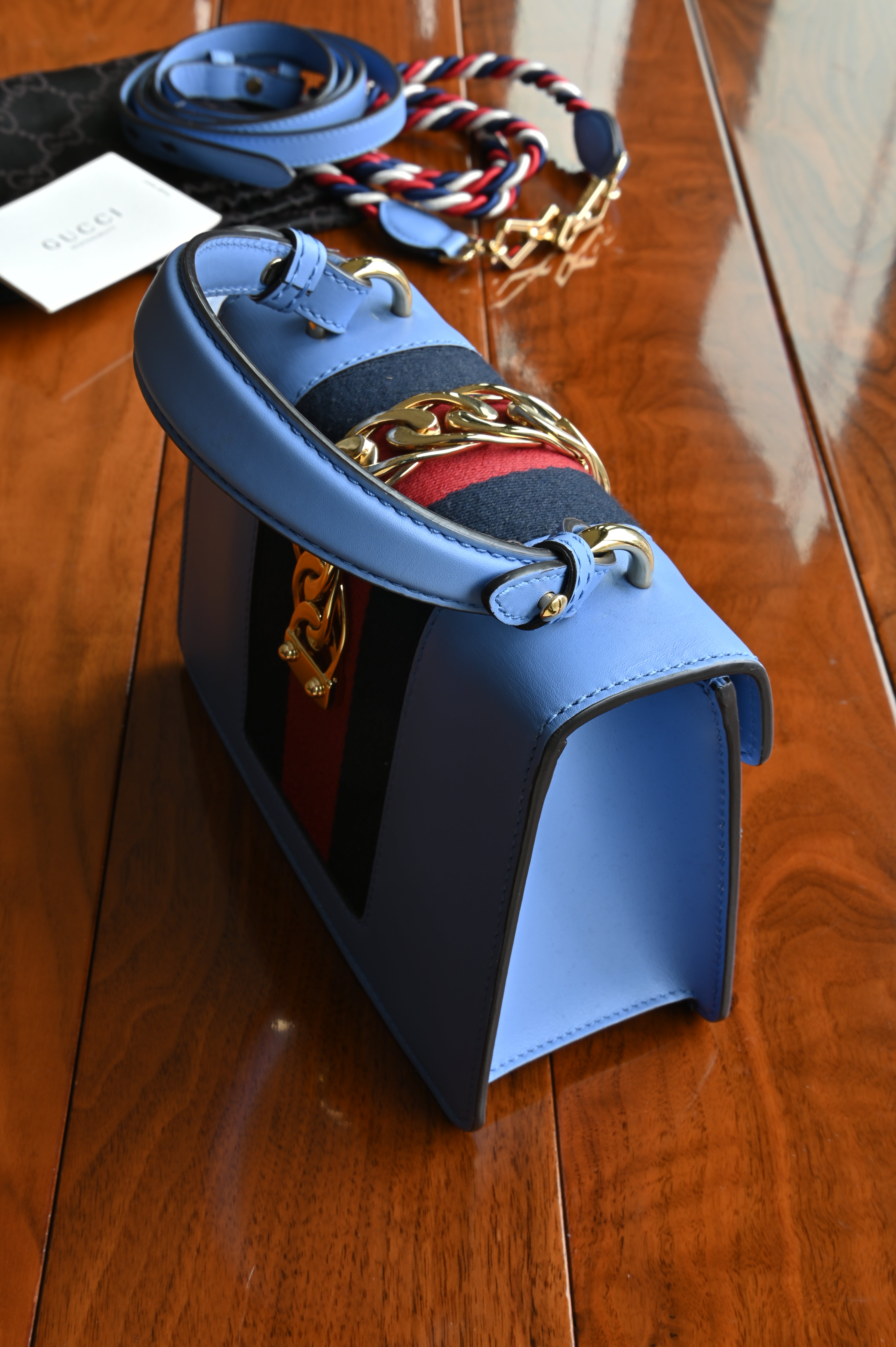 Gucci Light Blue Sylvie Bag top