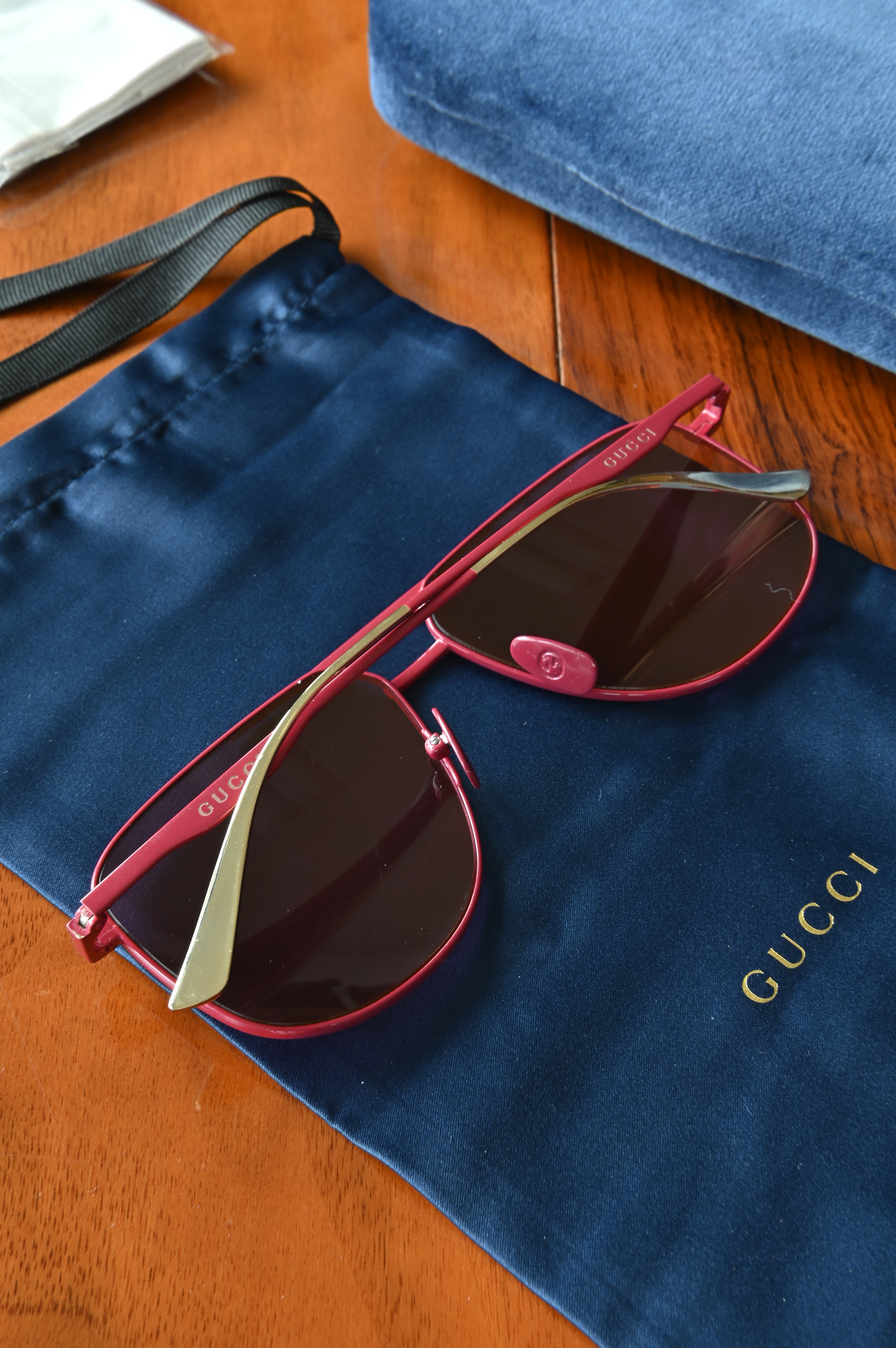 Gucci Pink Metal Aviator Sunglasses back