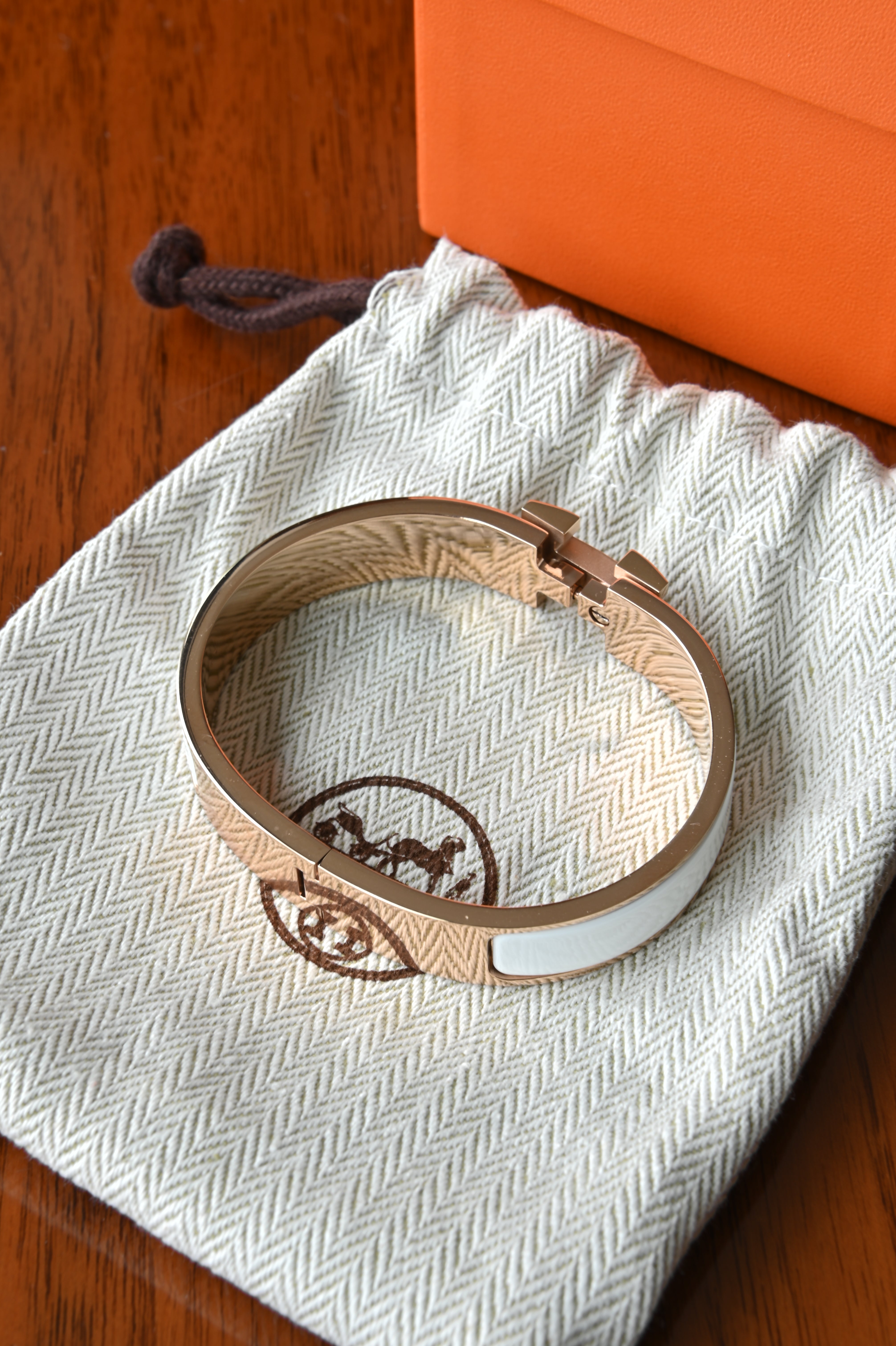 Hermès Clic H White Enamel Bracelet back