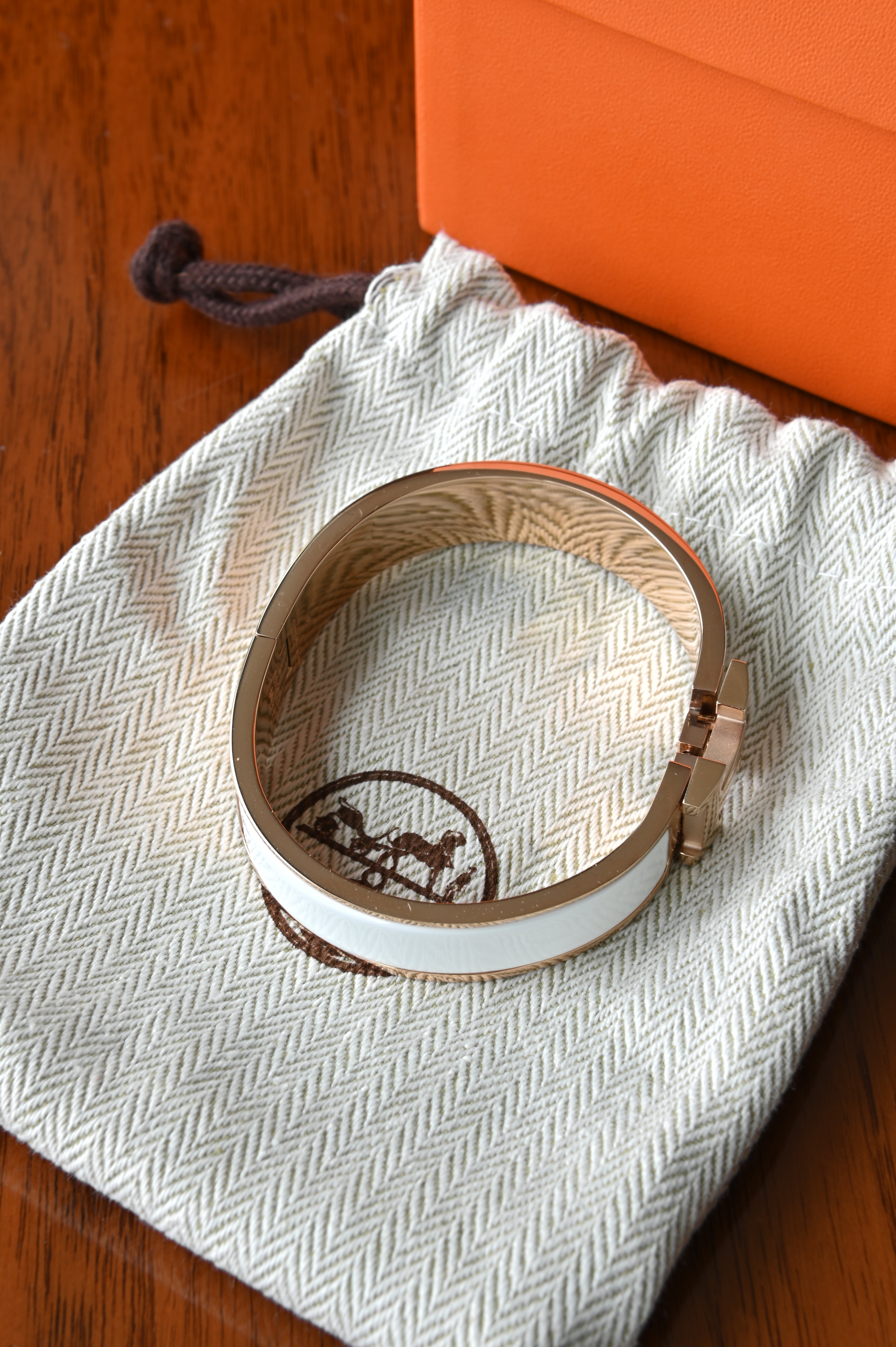 Hermès Clic H White Enamel Bracelet side