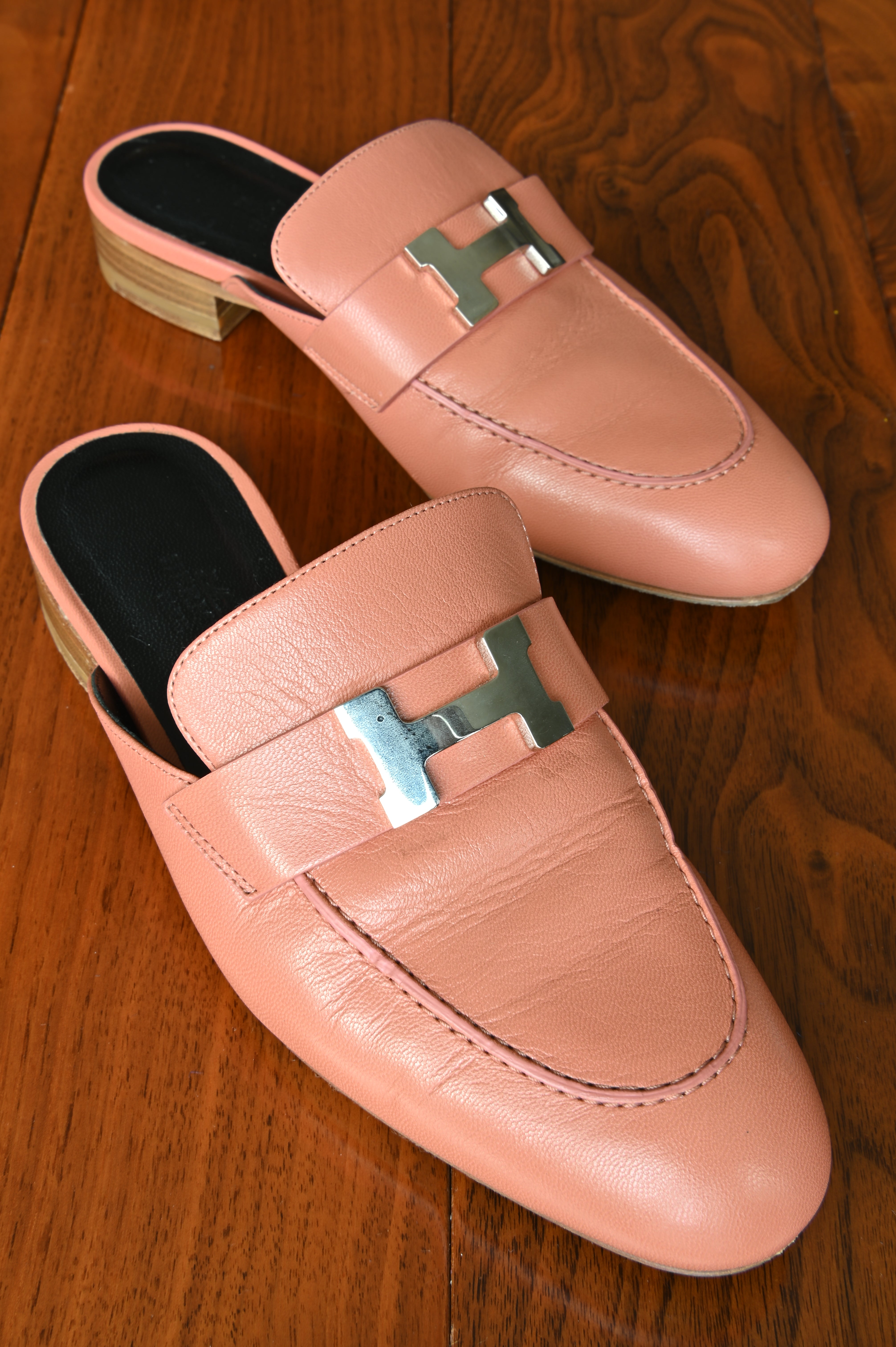 Hermès Dusty Rose leather Paradis Mules