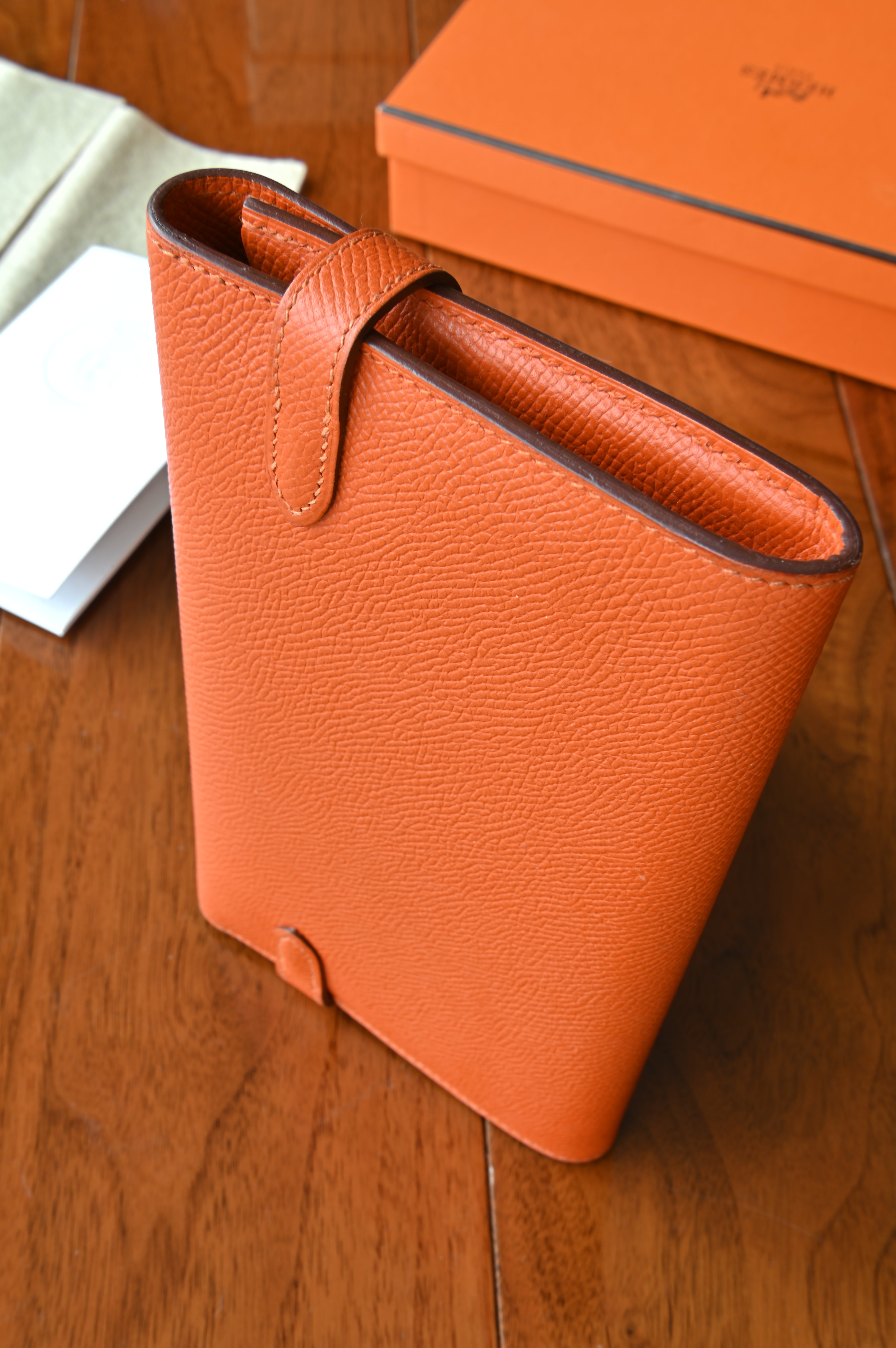 Hermès Orange Epsom Leather Long Wallet right