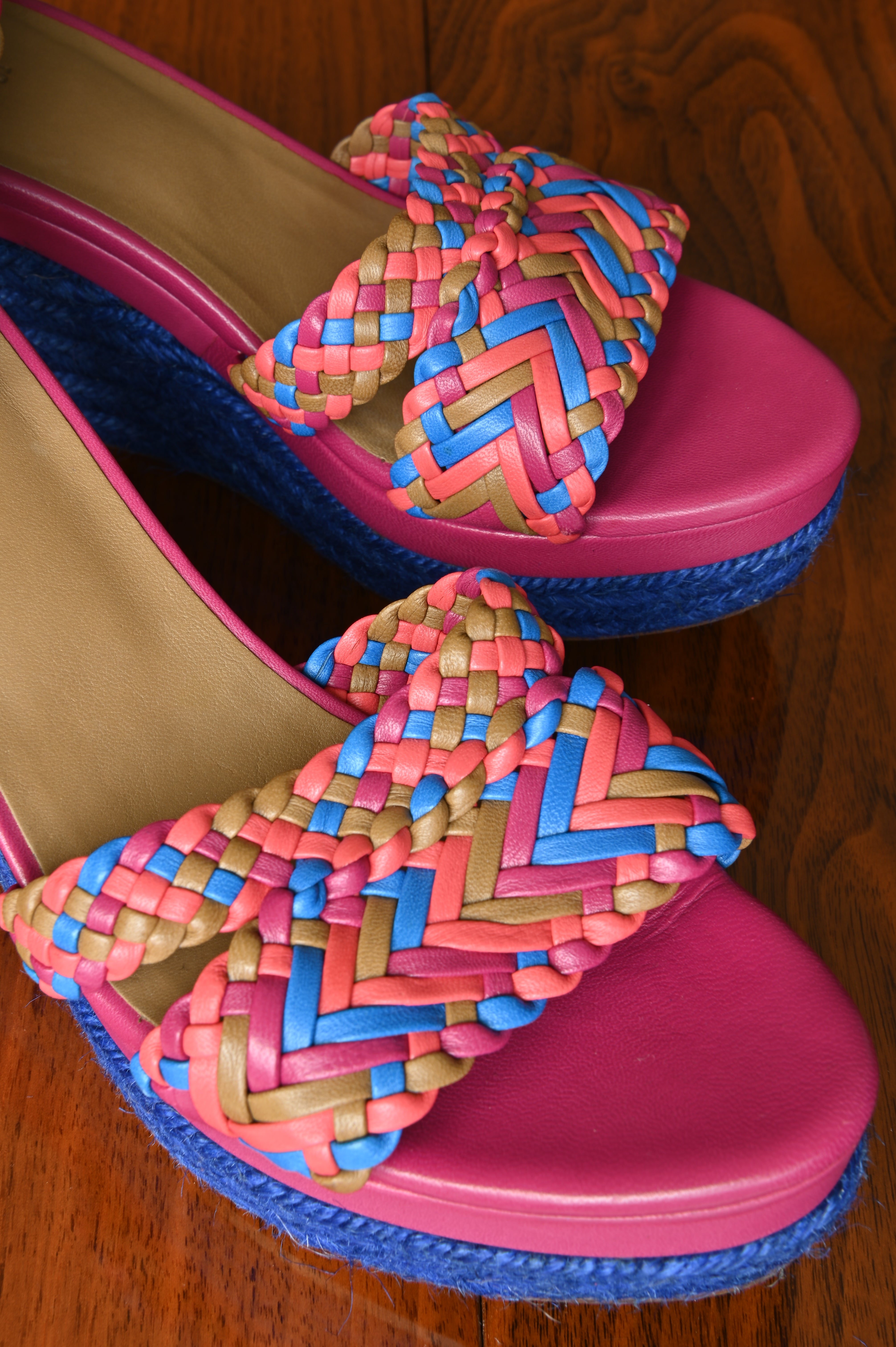 Hermès Tilana Woven Multicolor Espadrille Wedges front