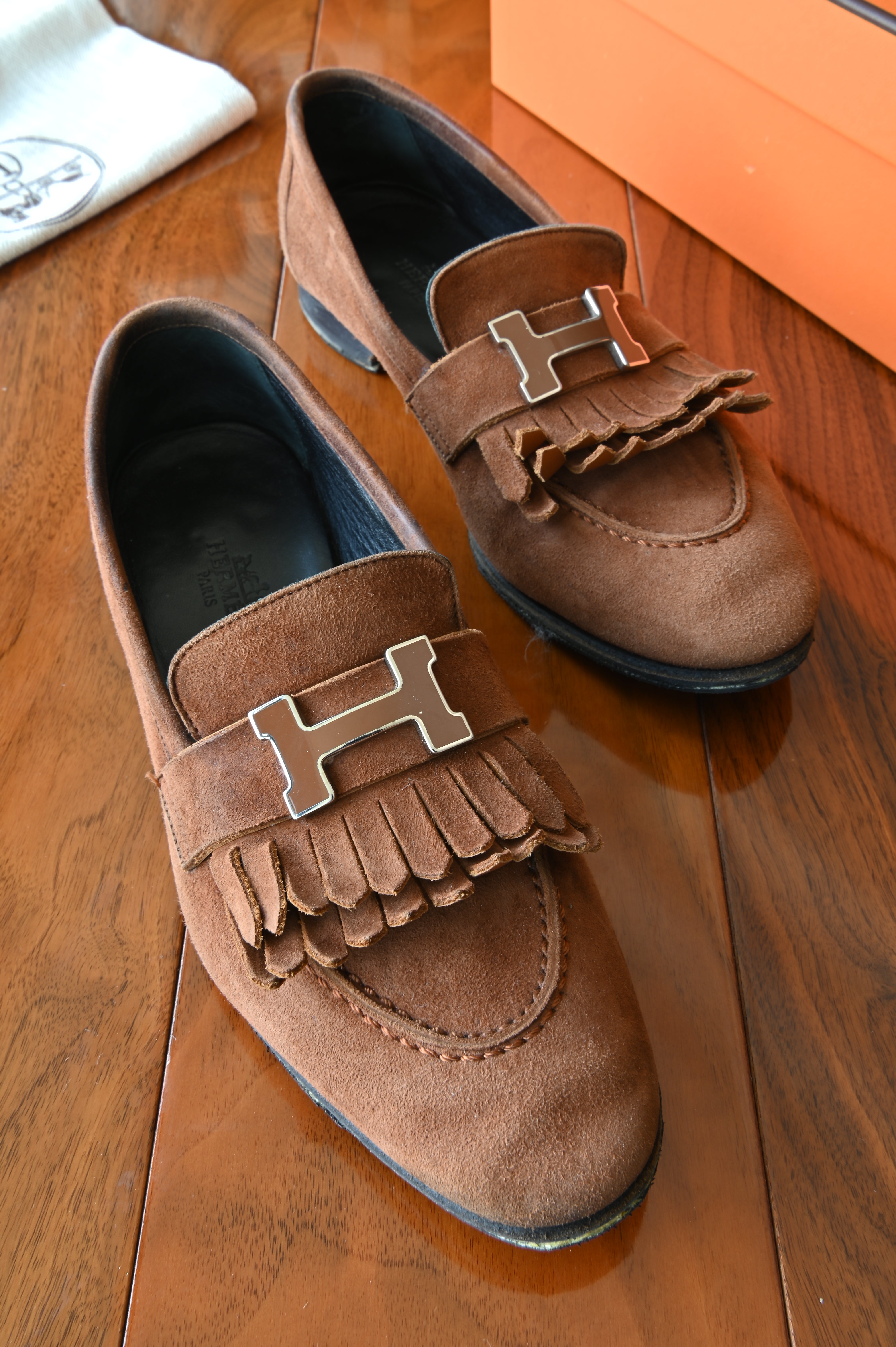 Hermes Brown Royal Moccasins Loafers